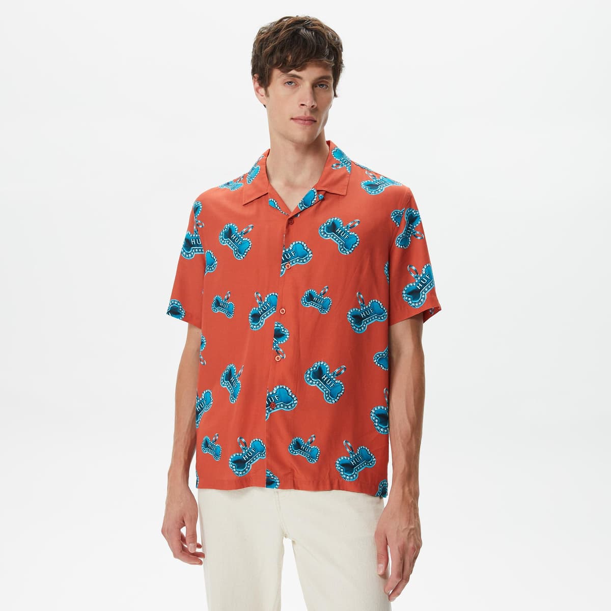 Huf Bones S/S Resort Erkek Turuncu Gömlek