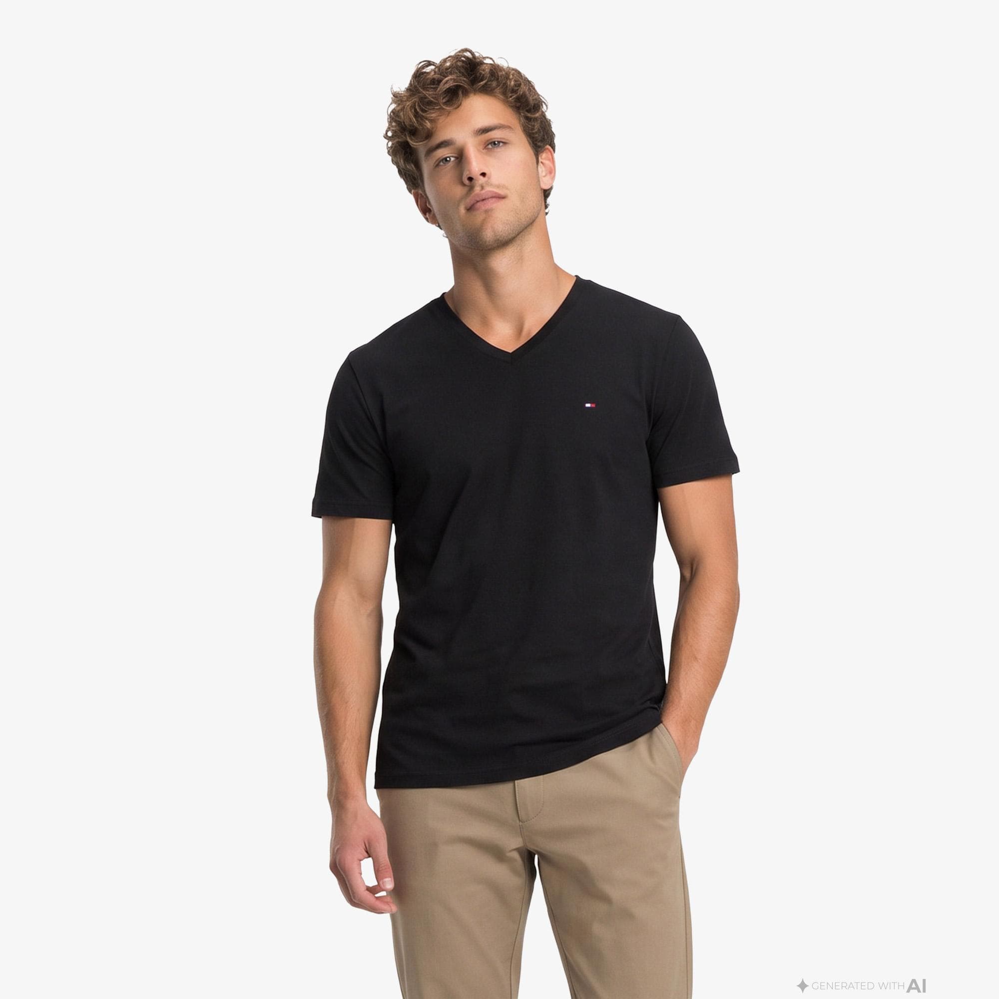 Tommy Hilfiger 3'lü V Yaka Erkek Sarı T-Shirt