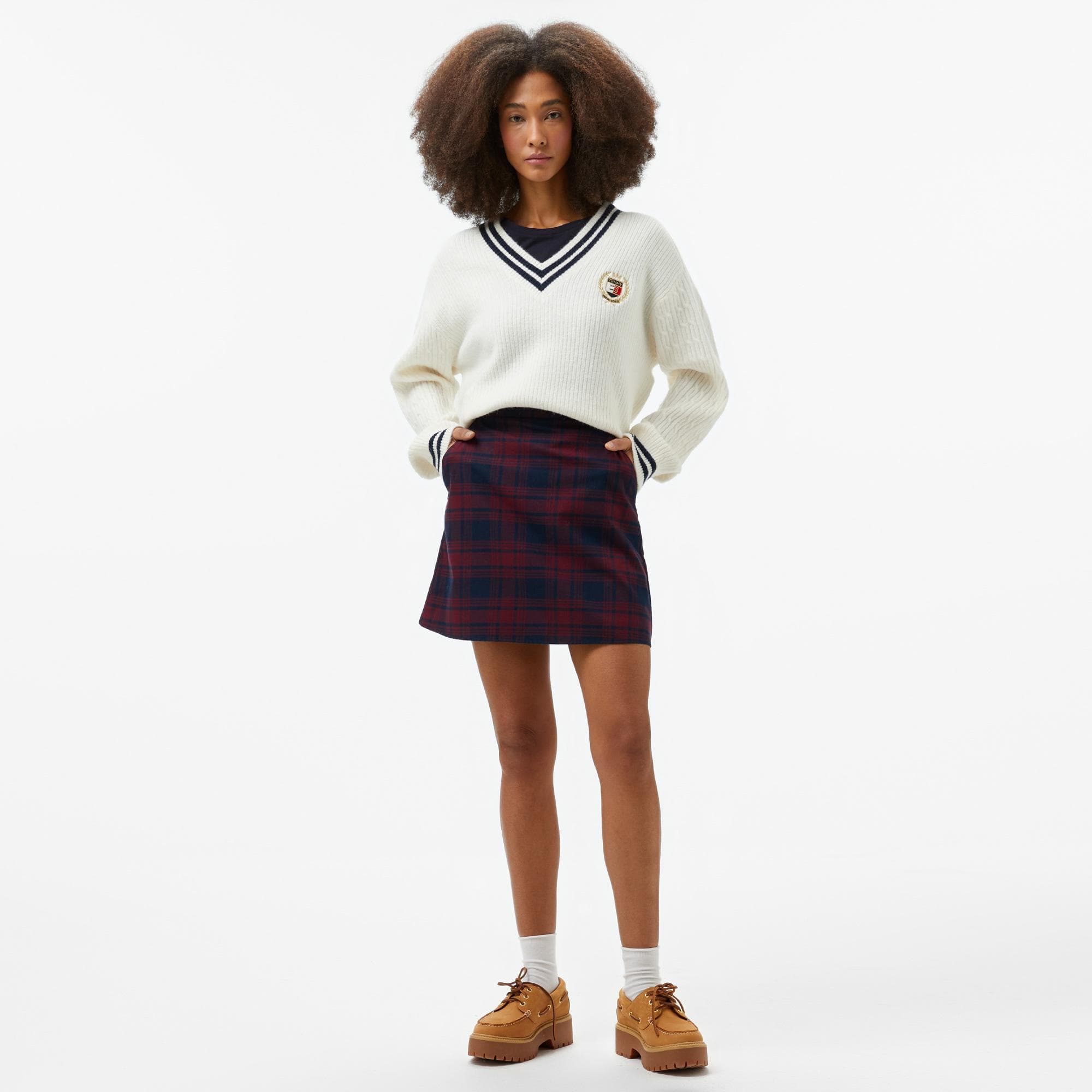Tommy Hilfiger Jeans Check Mini Kadın Kırmızı Etek