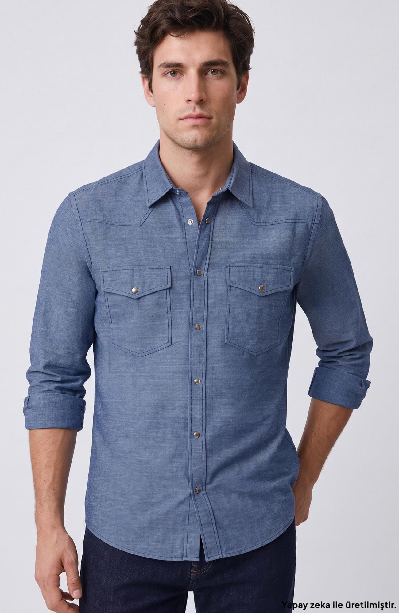 Network Erkek Comfort Fit Mavi Denim Gömlek