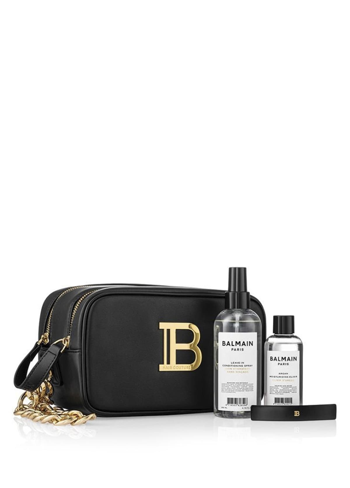 Balmain Bag Black Gold Leave in Argan Elixir Barrette Saç Bakım Seti