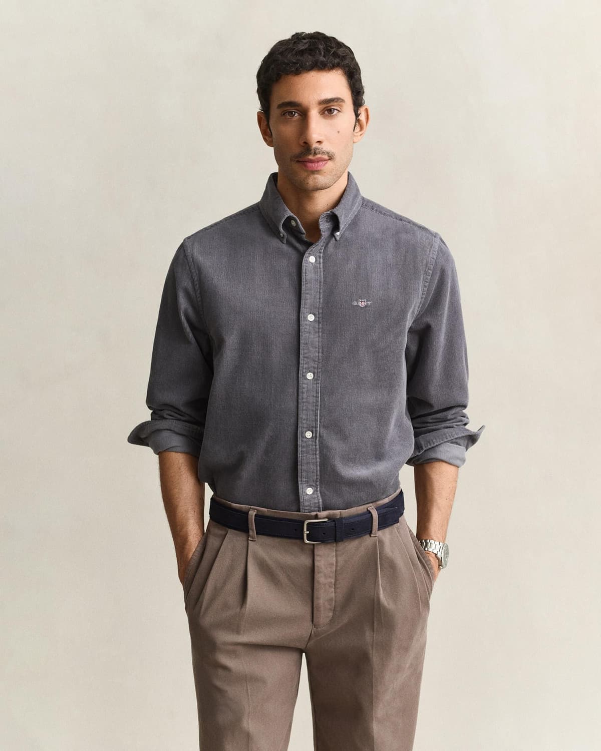 GANT Erkek Gri Regular Fit %100 Pamuk Gömlek