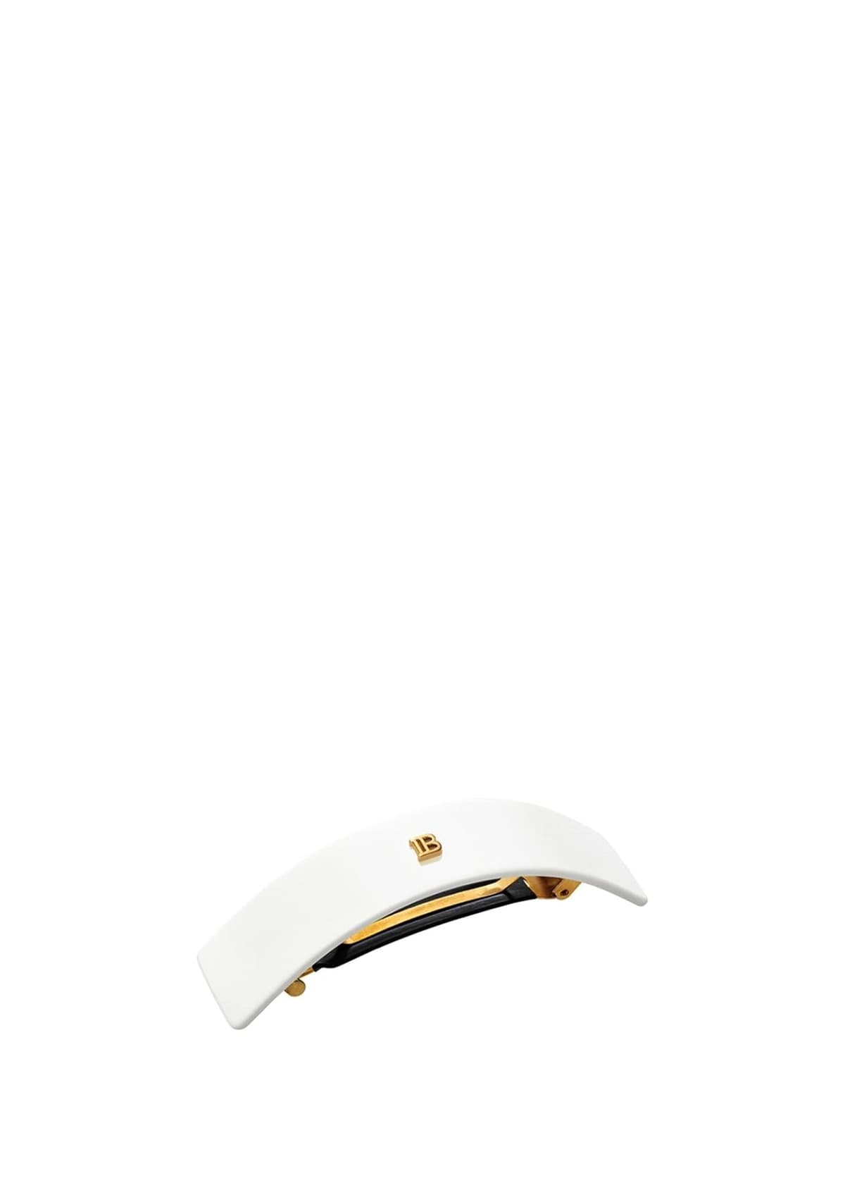 Balmain Cellulose Acetate Barrette Pour Cheveux Beyaz Büyük Boy Kadın Toka