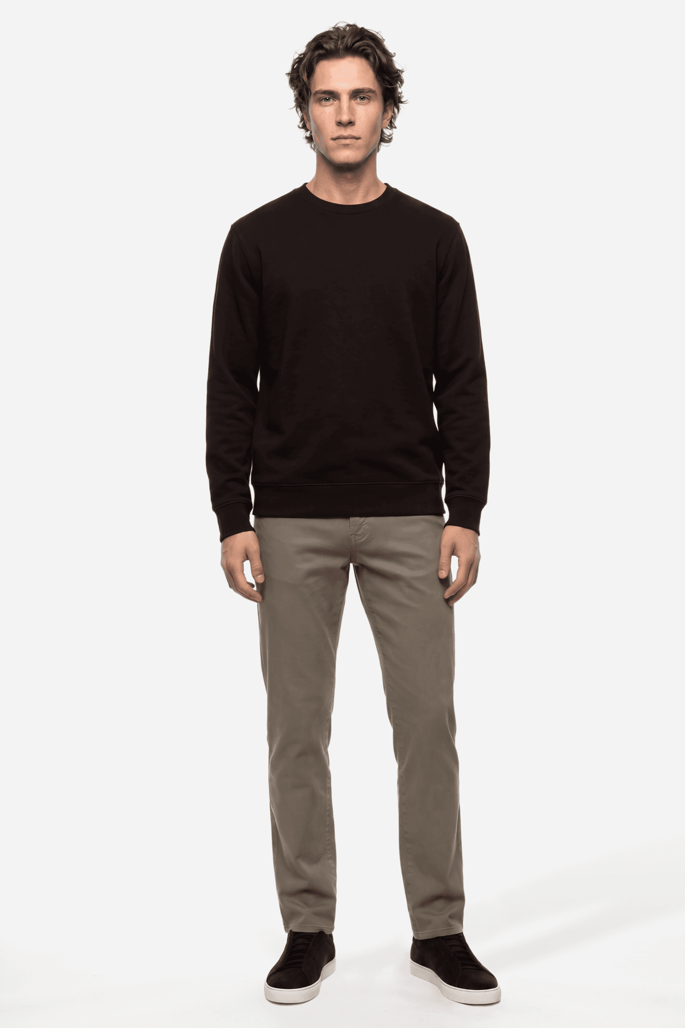 Erkek Vizon Rengi Slim Straight Fit Pantolon