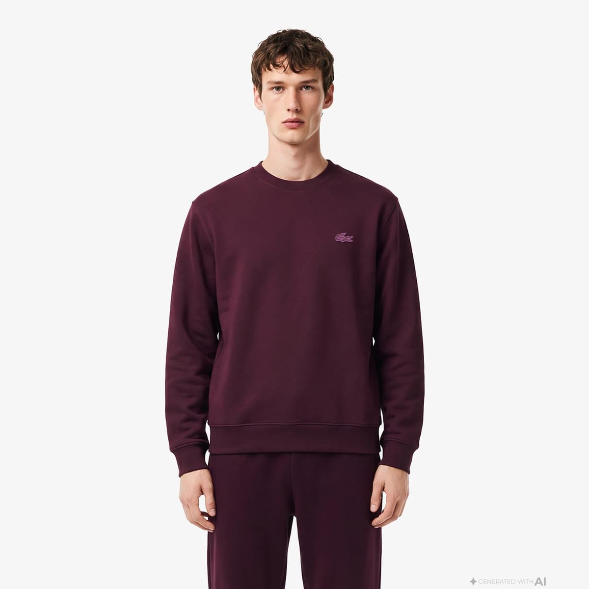 Erkek Classic Fit Bisiklet Yaka Bordo Sweatshirt