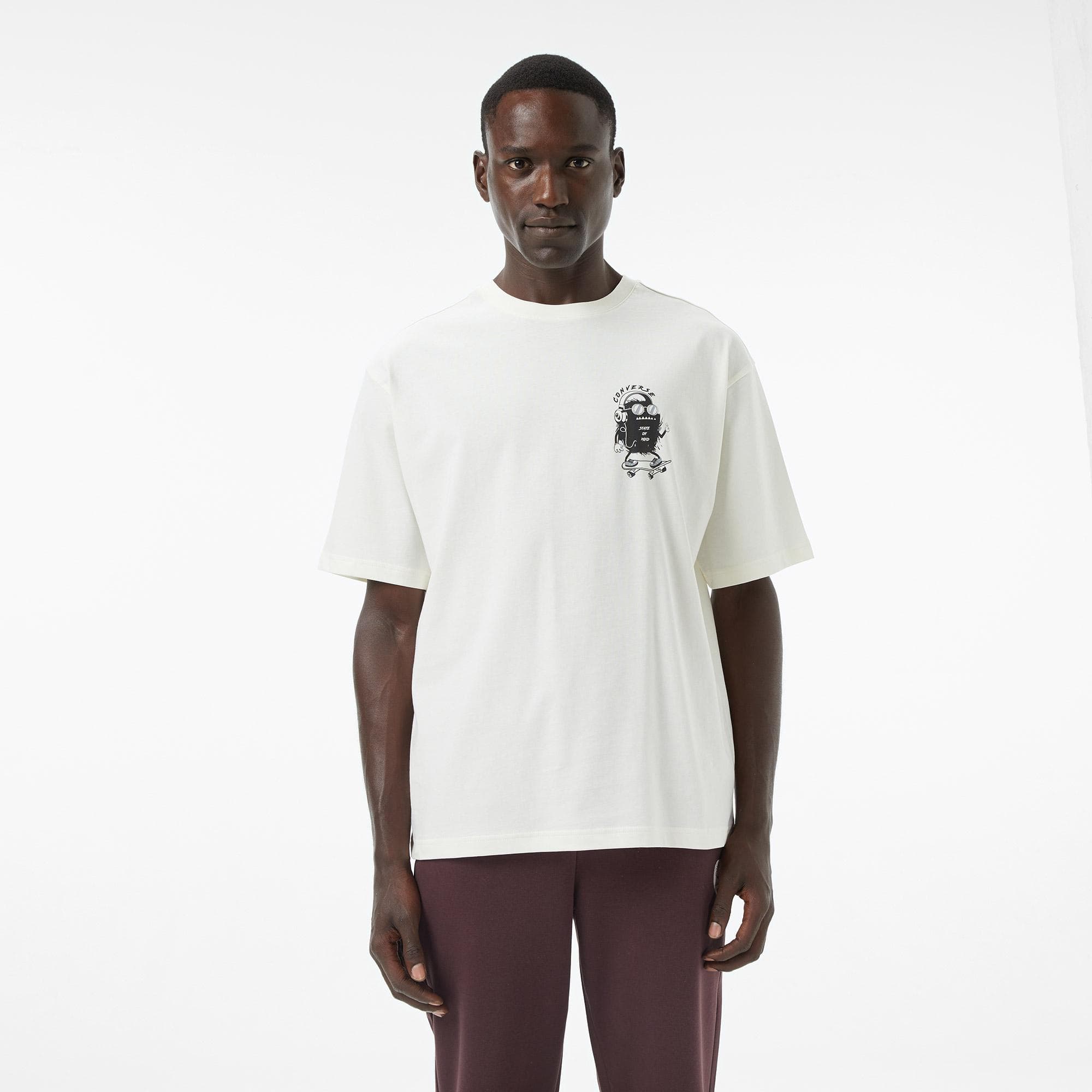 Converse Erkek Baskılı Oversize Beyaz T-Shirt