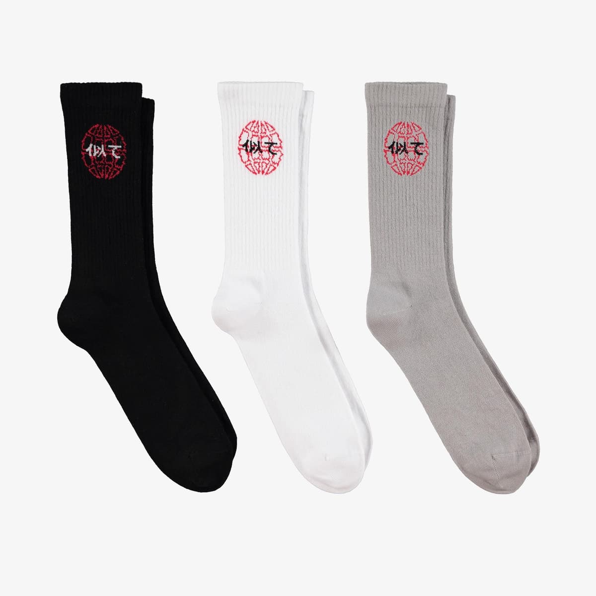 UNITED4 Unisex Beyaz - Siyah - Gri 3'lü Soket Çorap