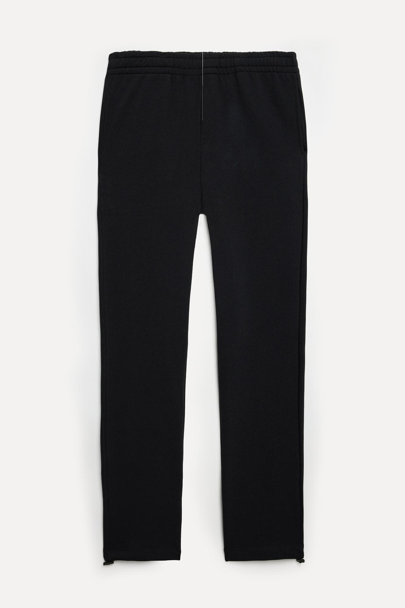 Erkek Siyah Straight Fit Beli Lastikli Pantolon