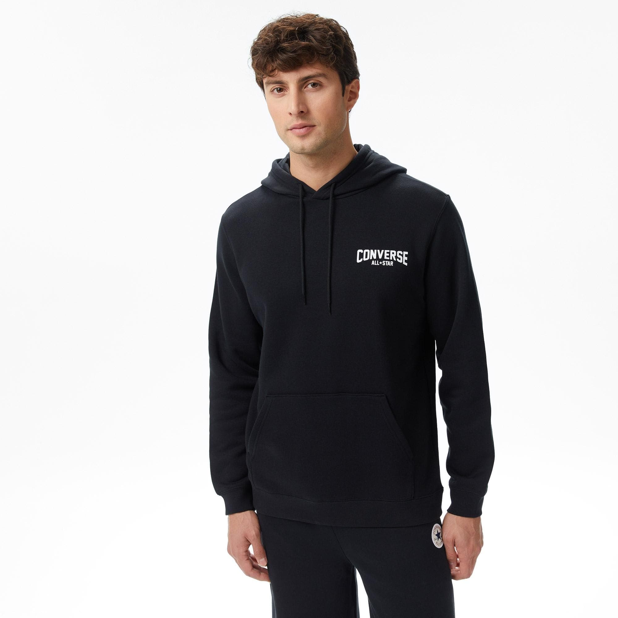 Converse Erkek Grafik Baskılı Siyah Hoodie