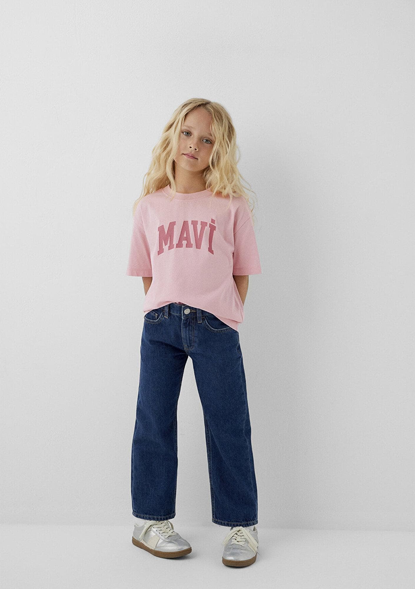 Mavi Mavi Logo Baskılı Pembe Tişört Loose Fit / Bol Rahat Kesim 7610479-71015