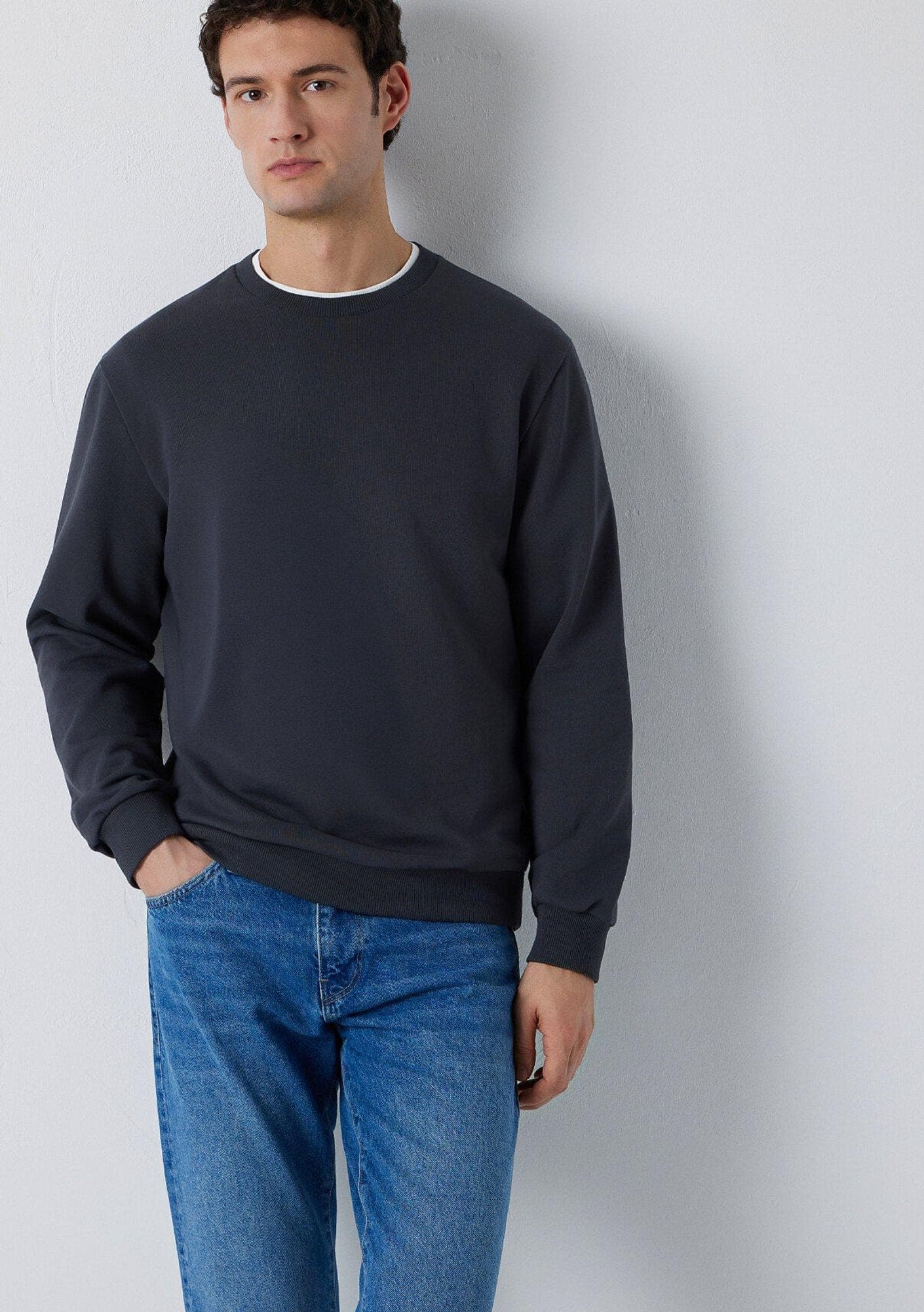 Mavi Bisiklet Yaka Antrasit Basic Sweatshirt 0S10457-91268