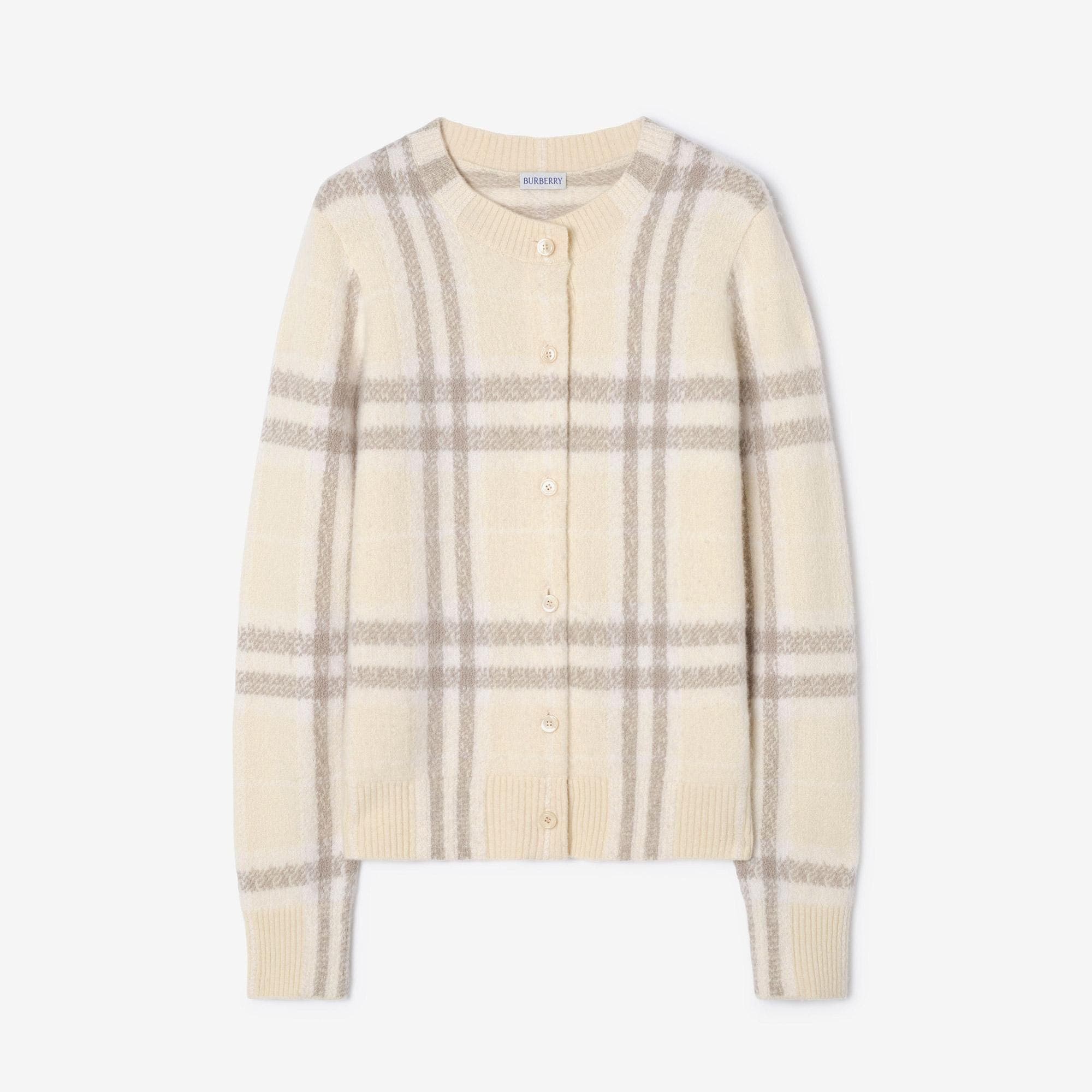 Burberry Check Cashmere Cardigan Kadın Bej Hırka