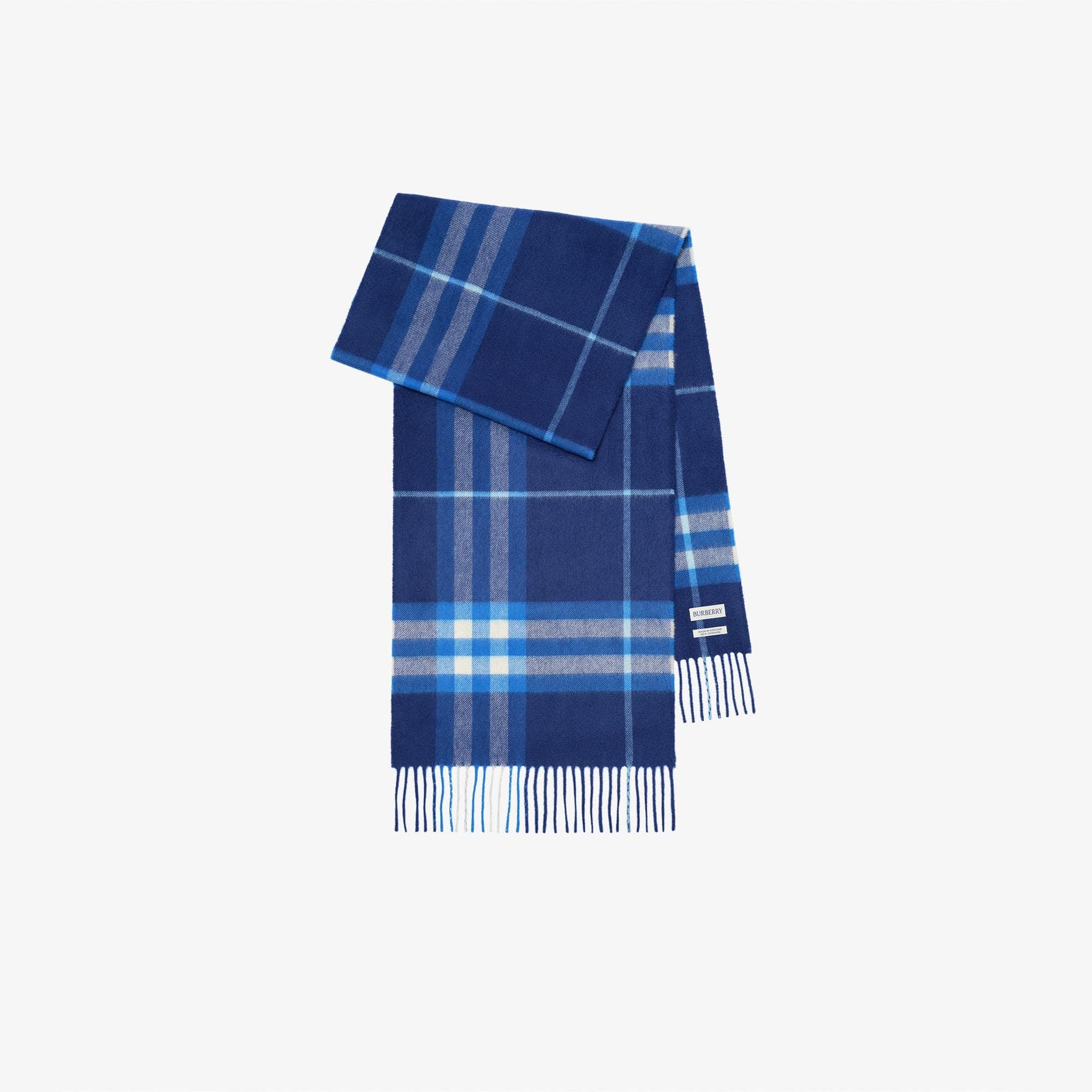 Burberry Check Cashmere Kadın Mavi Atkı