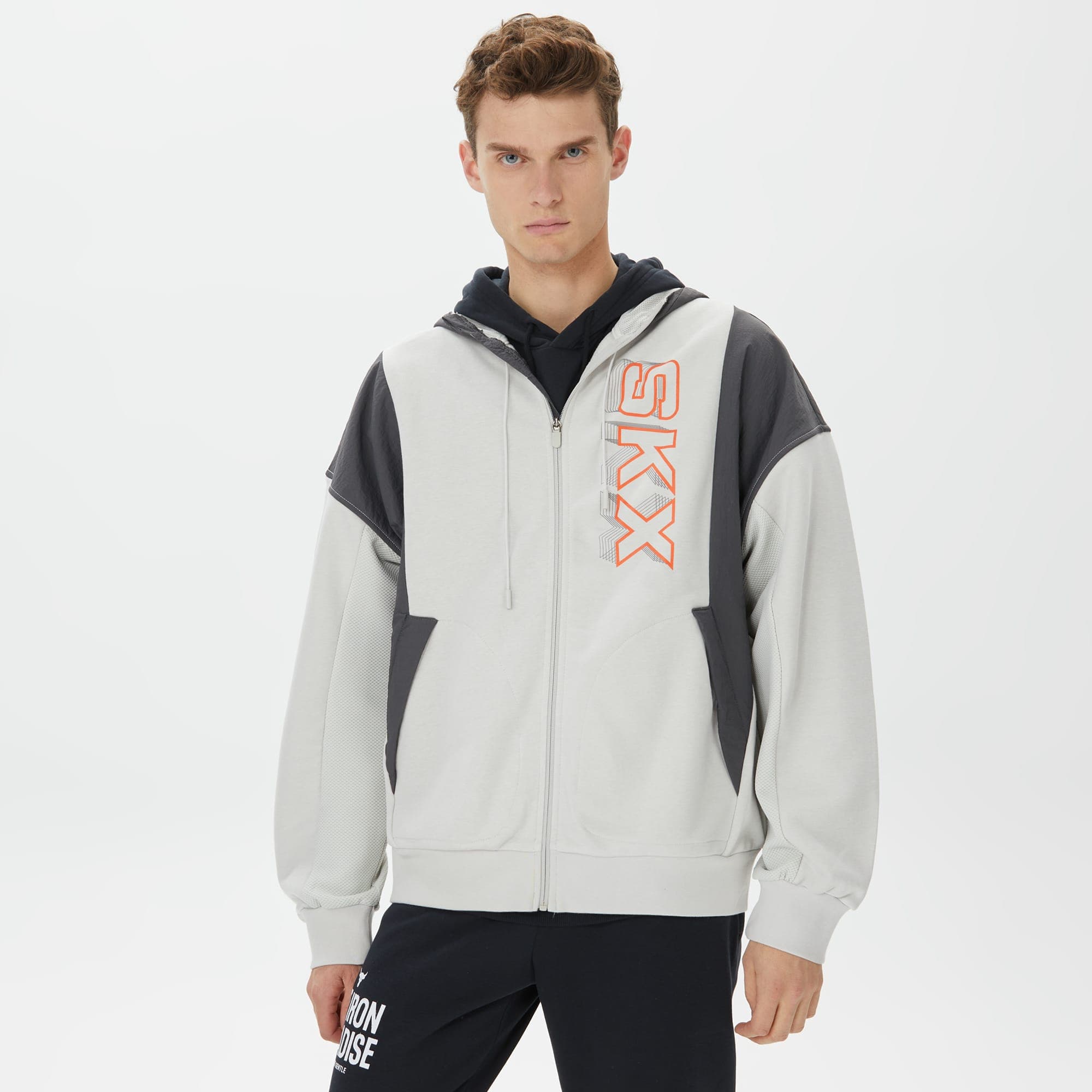 Skechers LW Fleece Full Zip Erkek Gri Eşofman Üstü