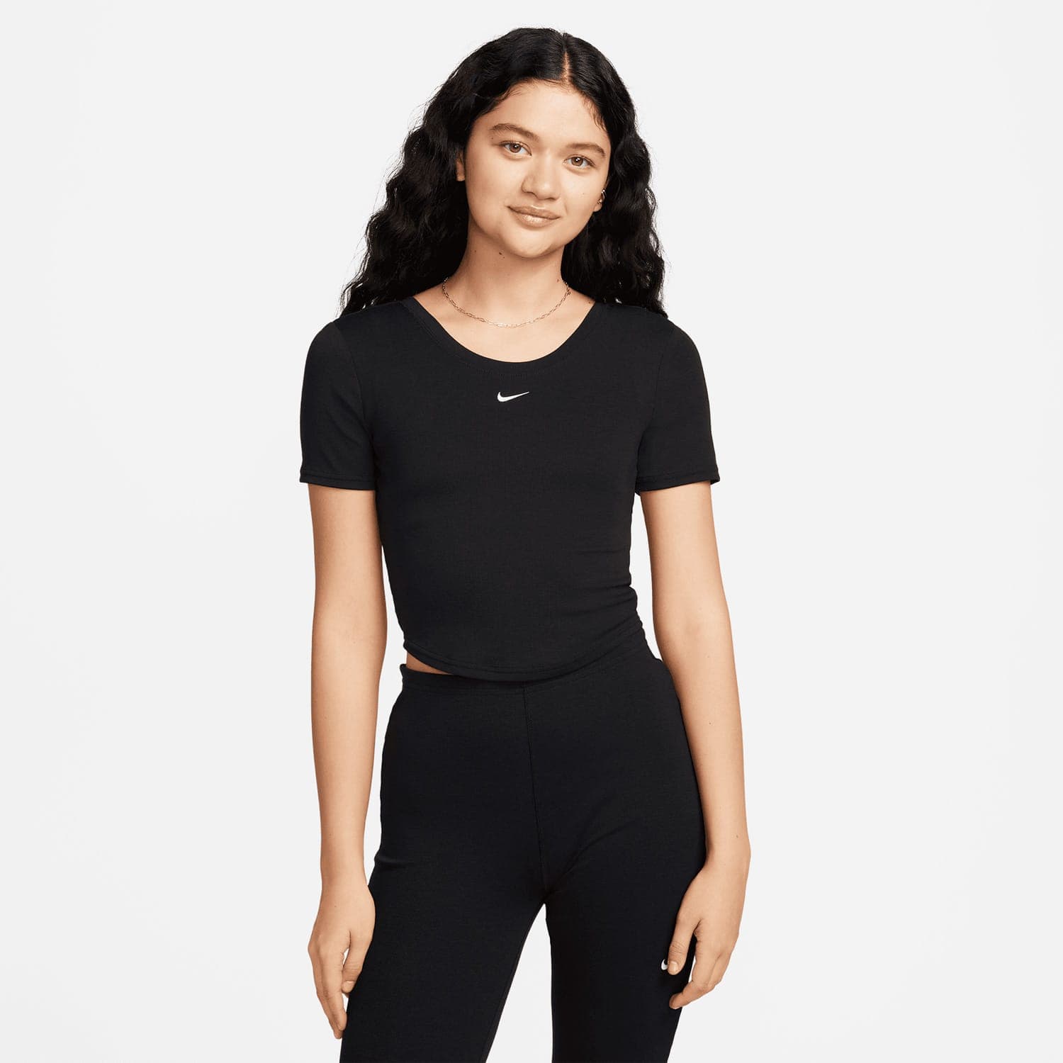 Nike Sportswear Chill Knit Kadın Siyah Crop T-Shirt