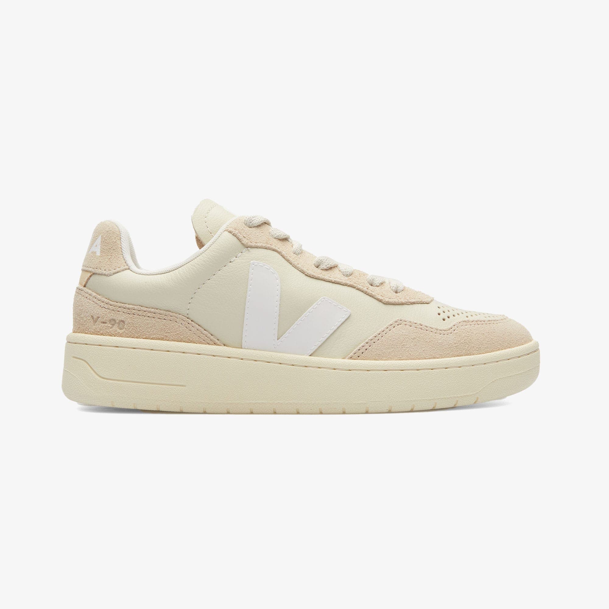 Veja V-90 Leather Kadın Krem/Beyaz Sneaker