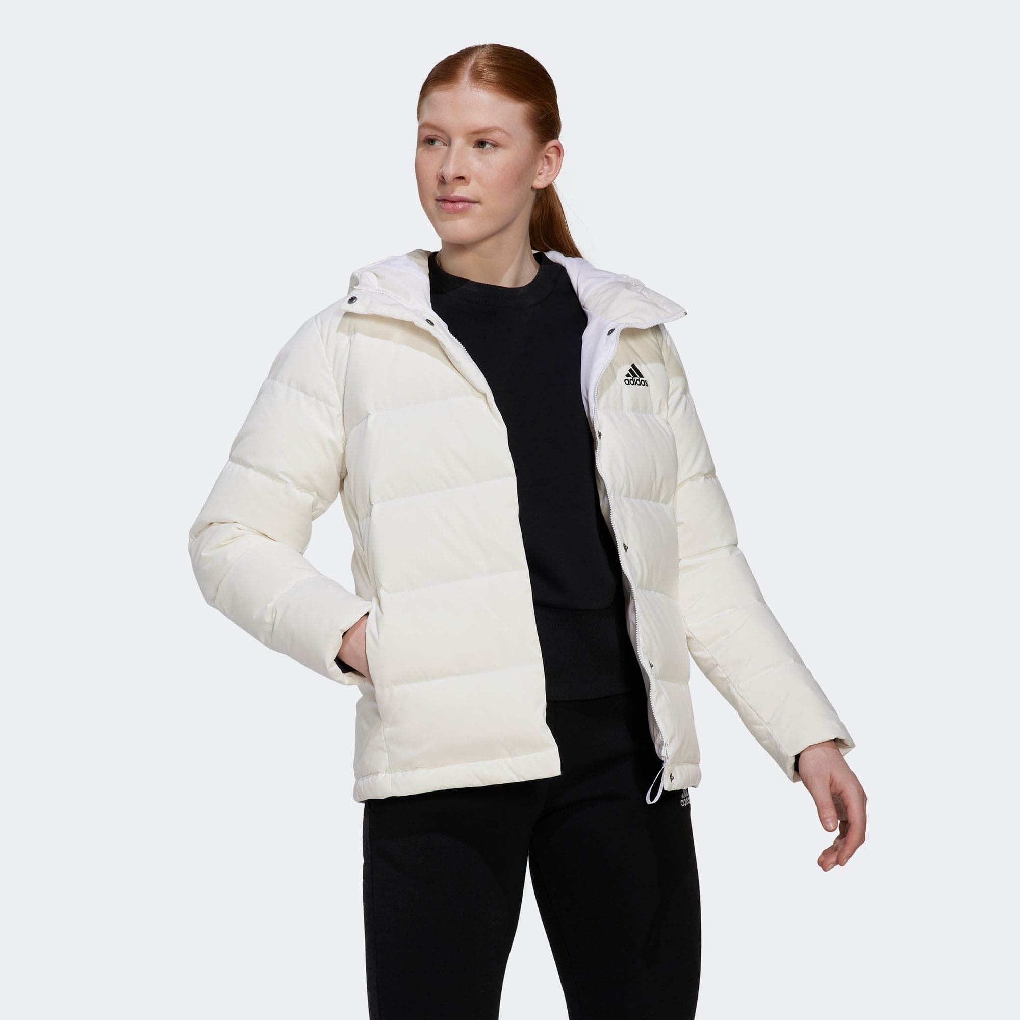 Adidas Helionic Kadın Beyaz Dolgulu Kapüşonlu Mont