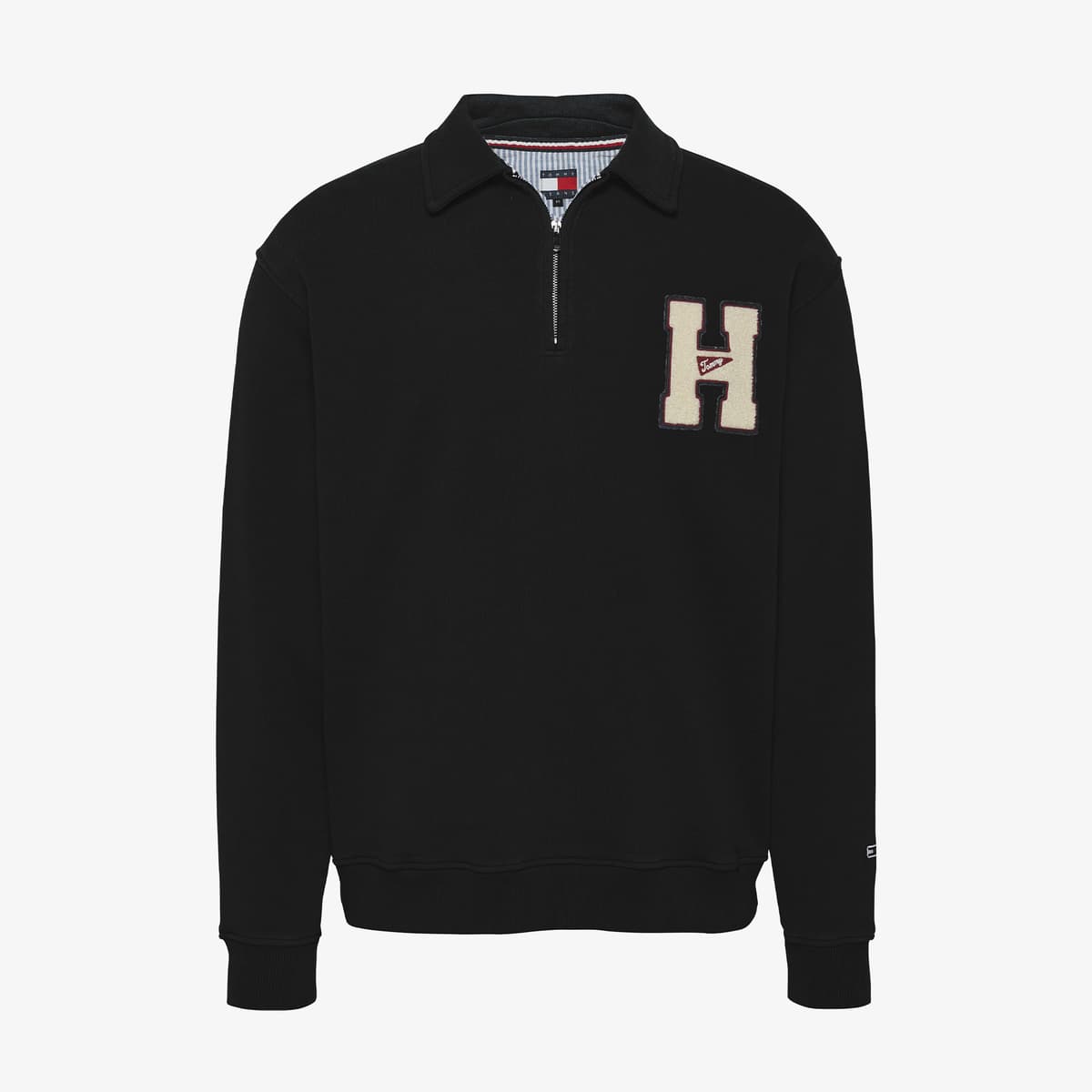 Tommy Hilfiger Tjm 1/4 Zip Towel Patch Polo Erkek Siyah Sweatshirt