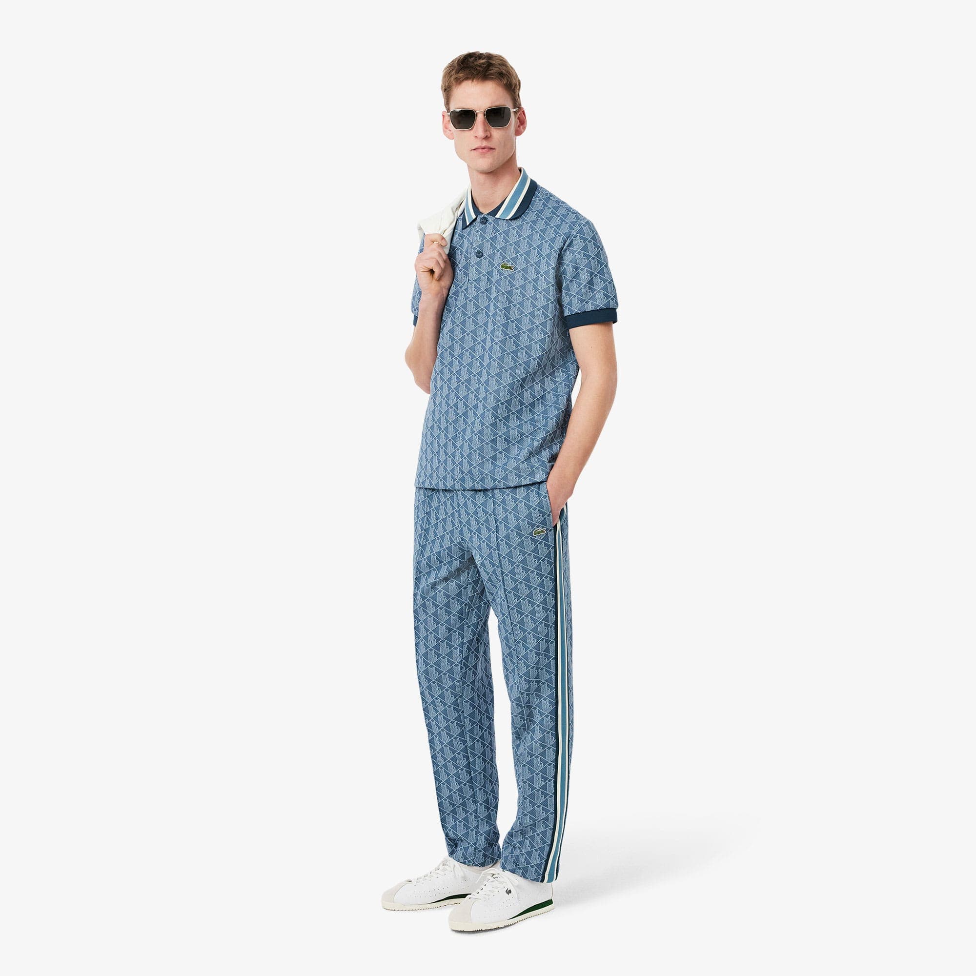 Lacoste Regular Fit Monogram Erkek Mavi Eşofman Altı