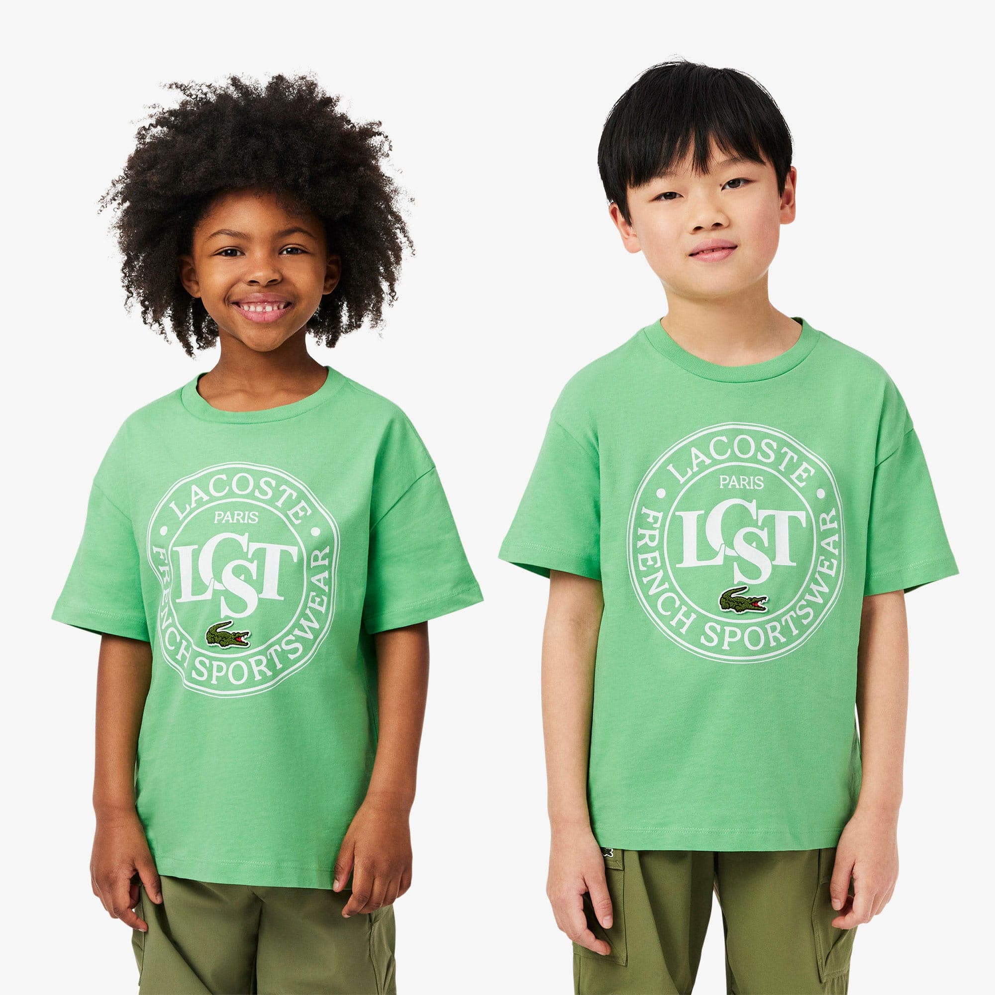 Lacoste Çocuk Bisiklet Yaka Baskılı Yeşil T-Shirt