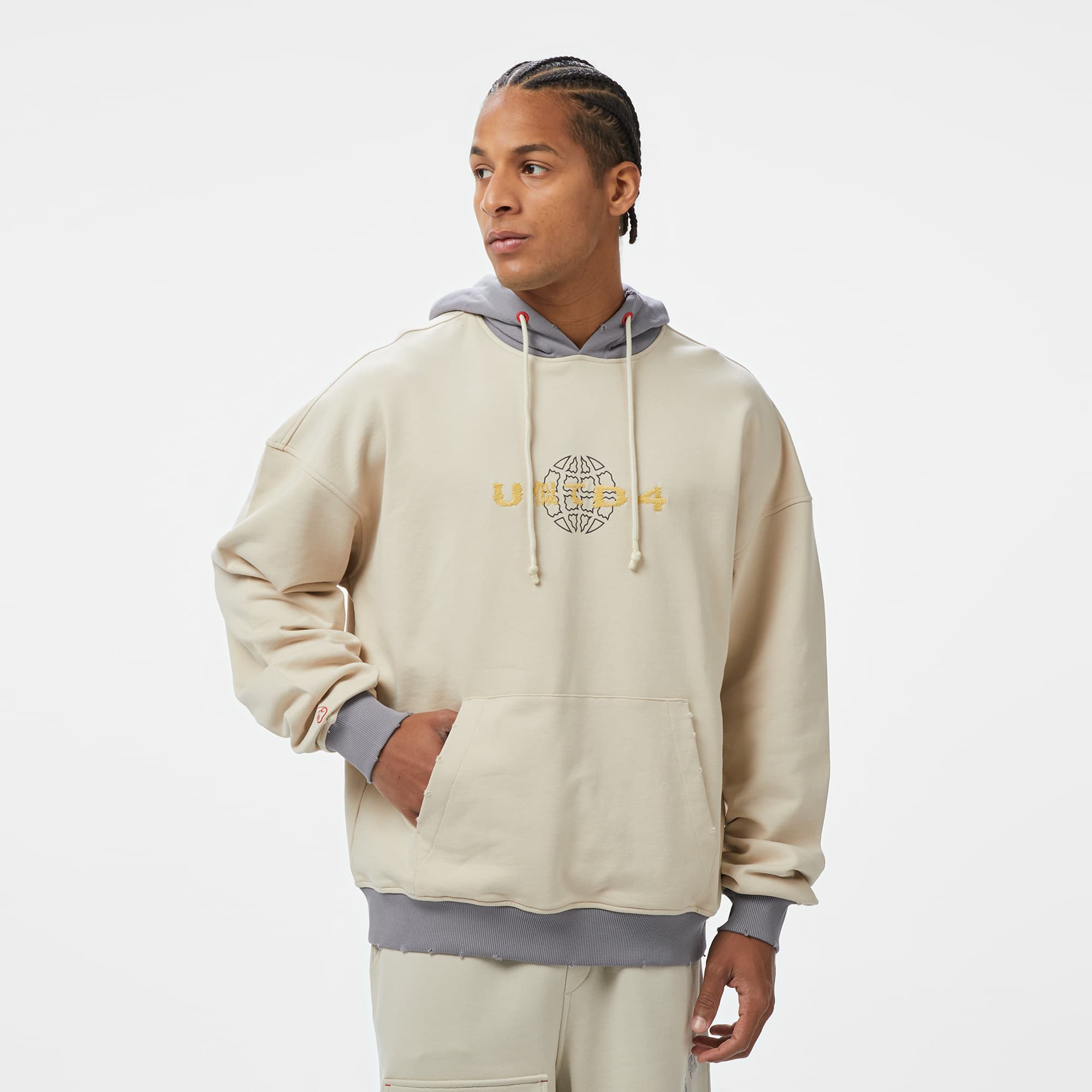 UNITED4 Zaki Erkek Krem Hoodie
