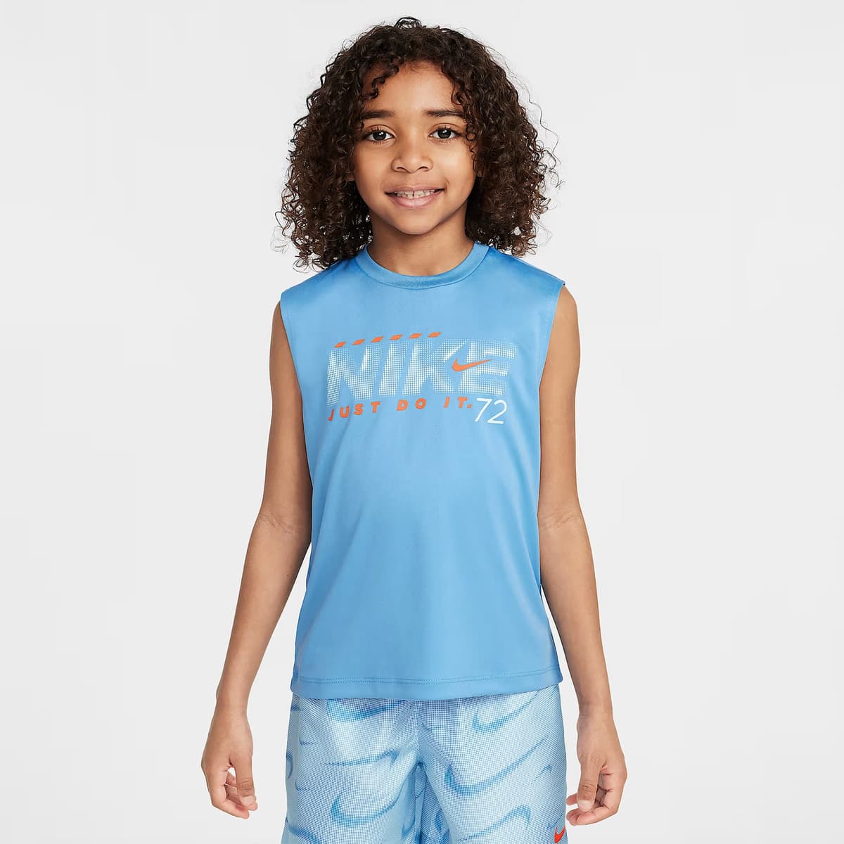 Nike Dri-Fit Rhythm Printed Çocuk Mavi Şort Takımı