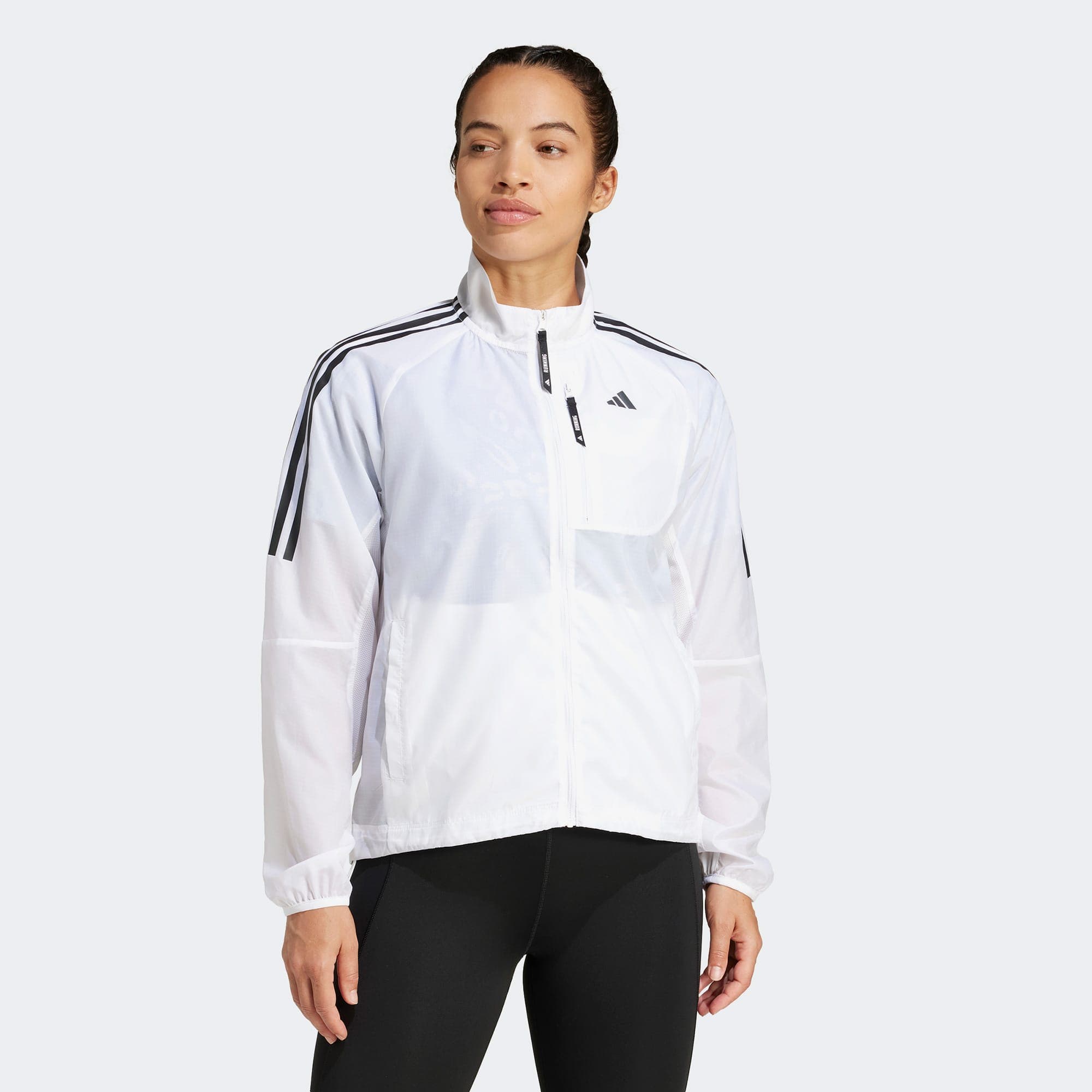 adidas Own The Run 3 Stripes Packable Kadın Beyaz Ceket