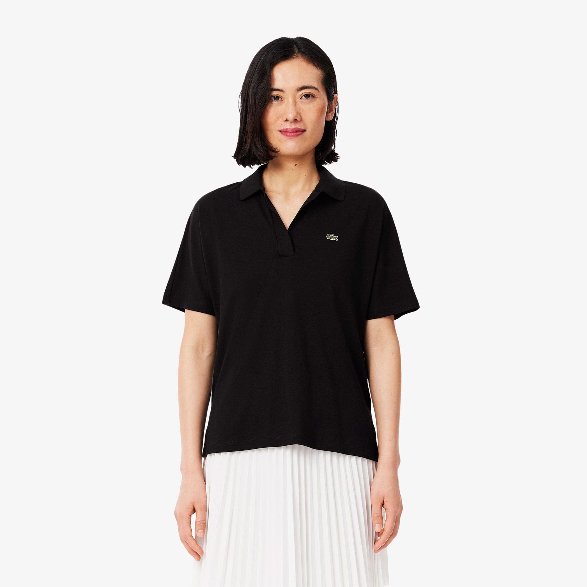 Lacoste Kadın Relaxed Fit Siyah Polo