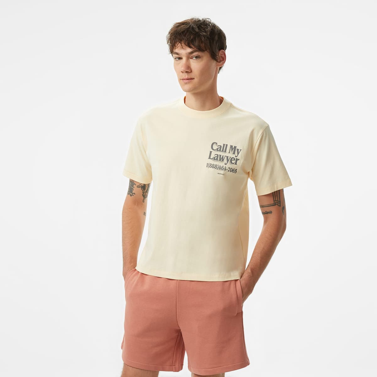 The Market 'Call My Lawyer' Erkek Bej T-Shirt