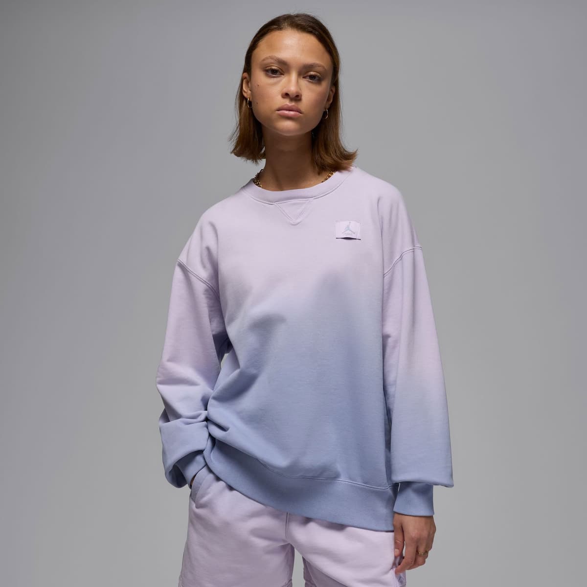 Jordan Fligth Fleece Ft Crew Kadın Mor Sweatshirt