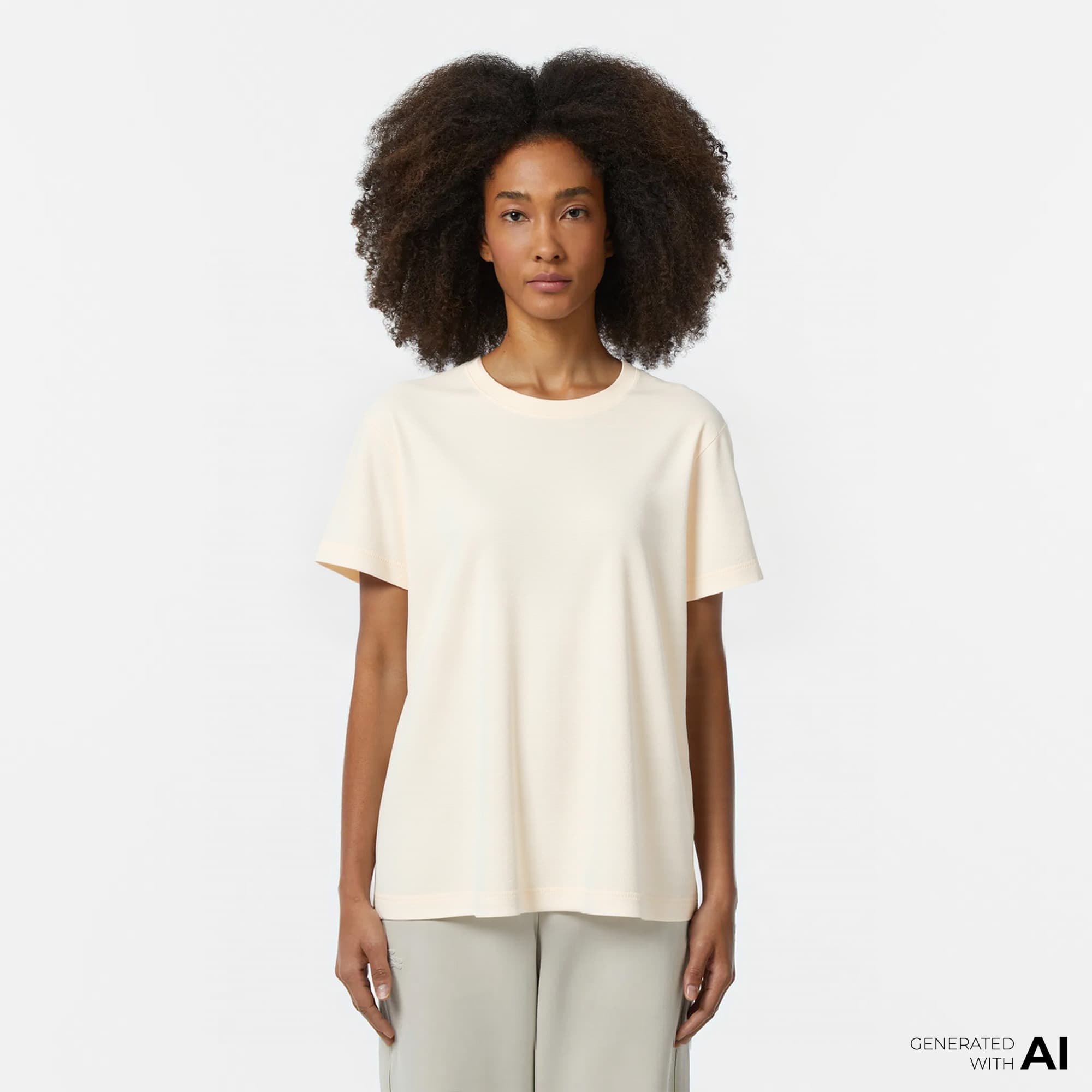 Lacoste Print Cotton Kadın Bej T-Shirt