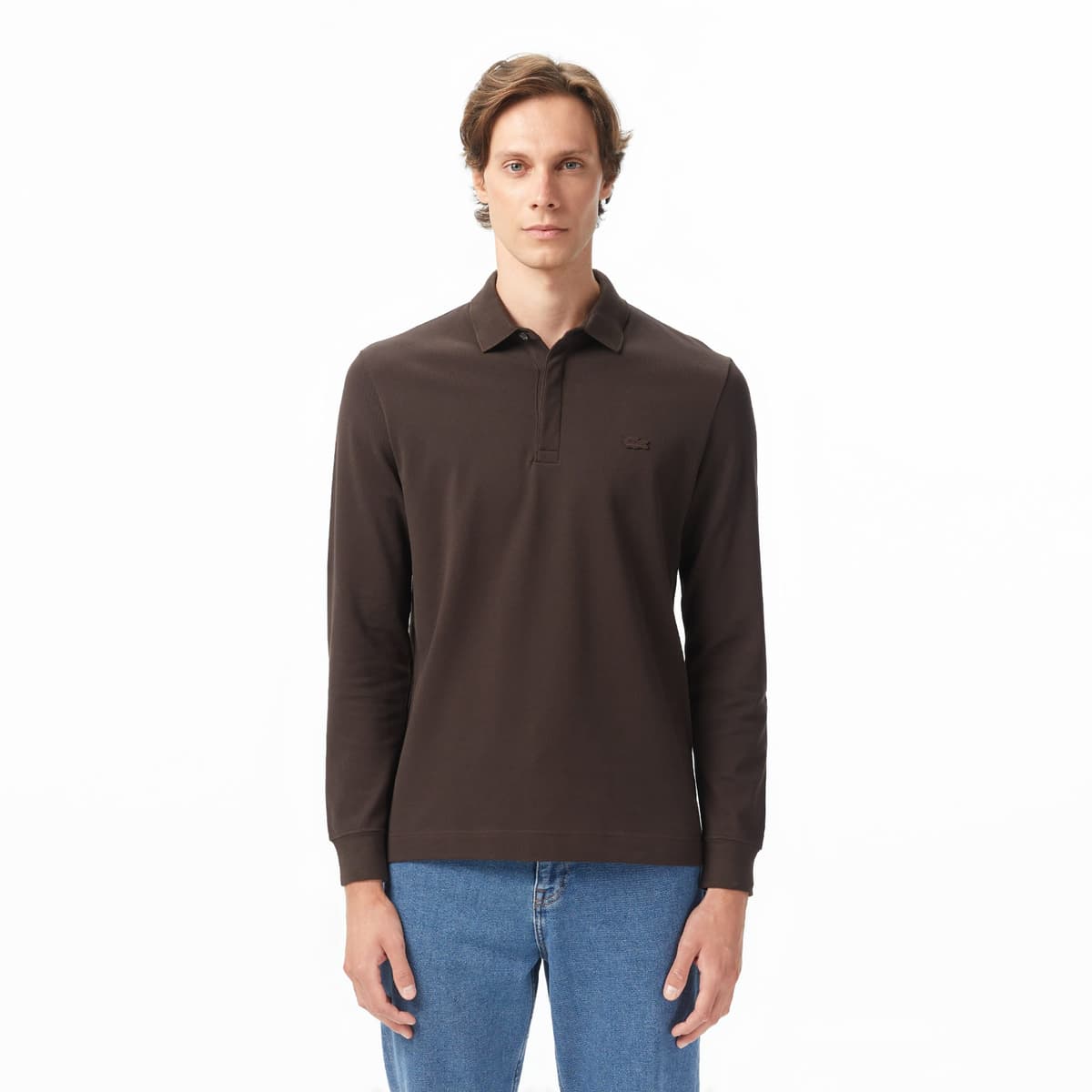 Lacoste Erkek Regular Fit Uzun Kollu Kahverengi Paris Polo