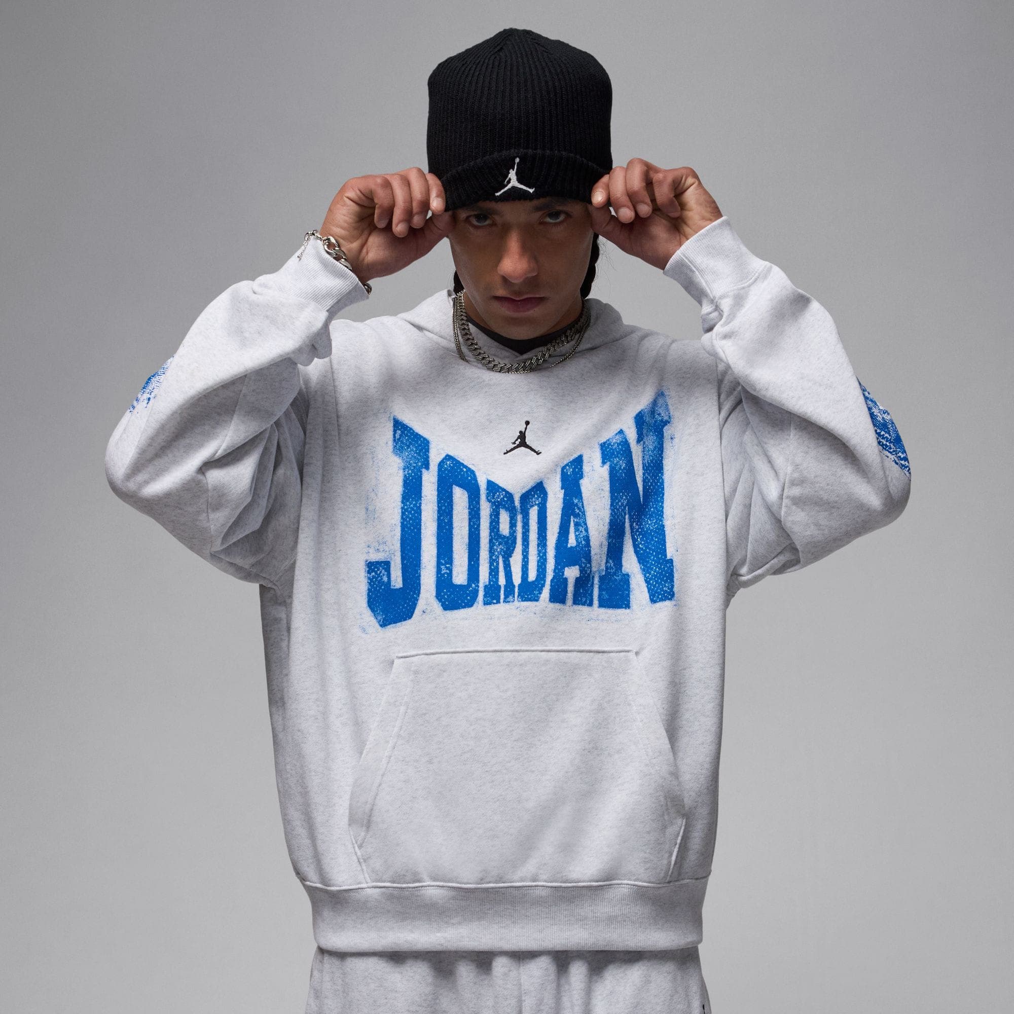 Jordan Brooklyn College Erkek Gri Hoodie