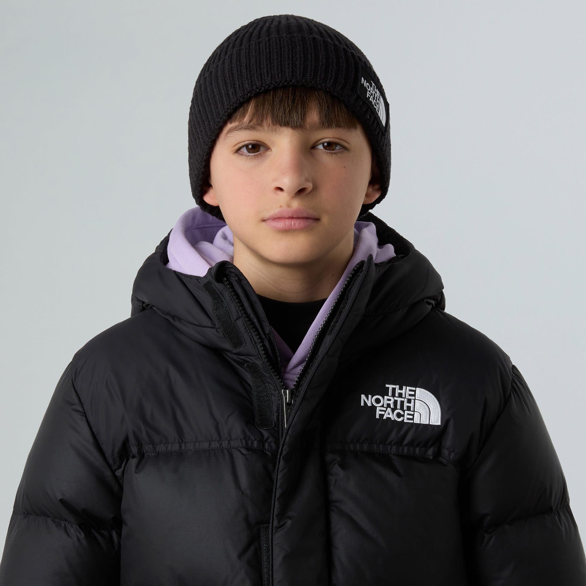 The North Face Logo Box Cuffed Çocuk Siyah Bere