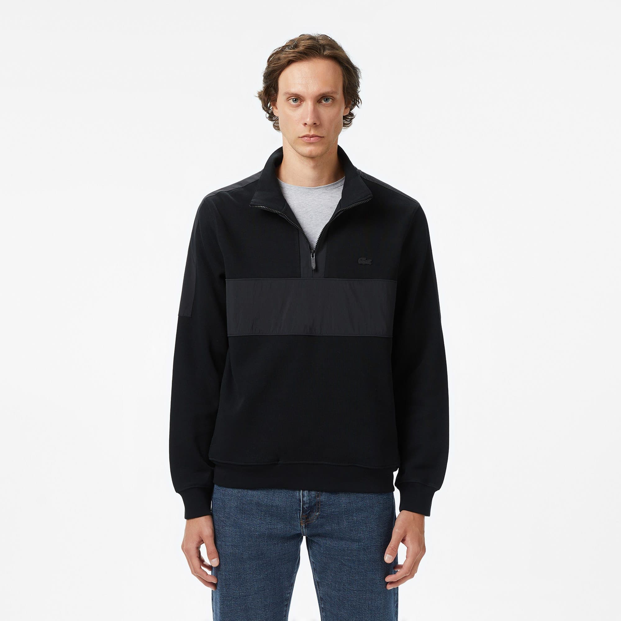 Lacoste Yarım Fermuarlı Erkek Siyah Sweatshirt
