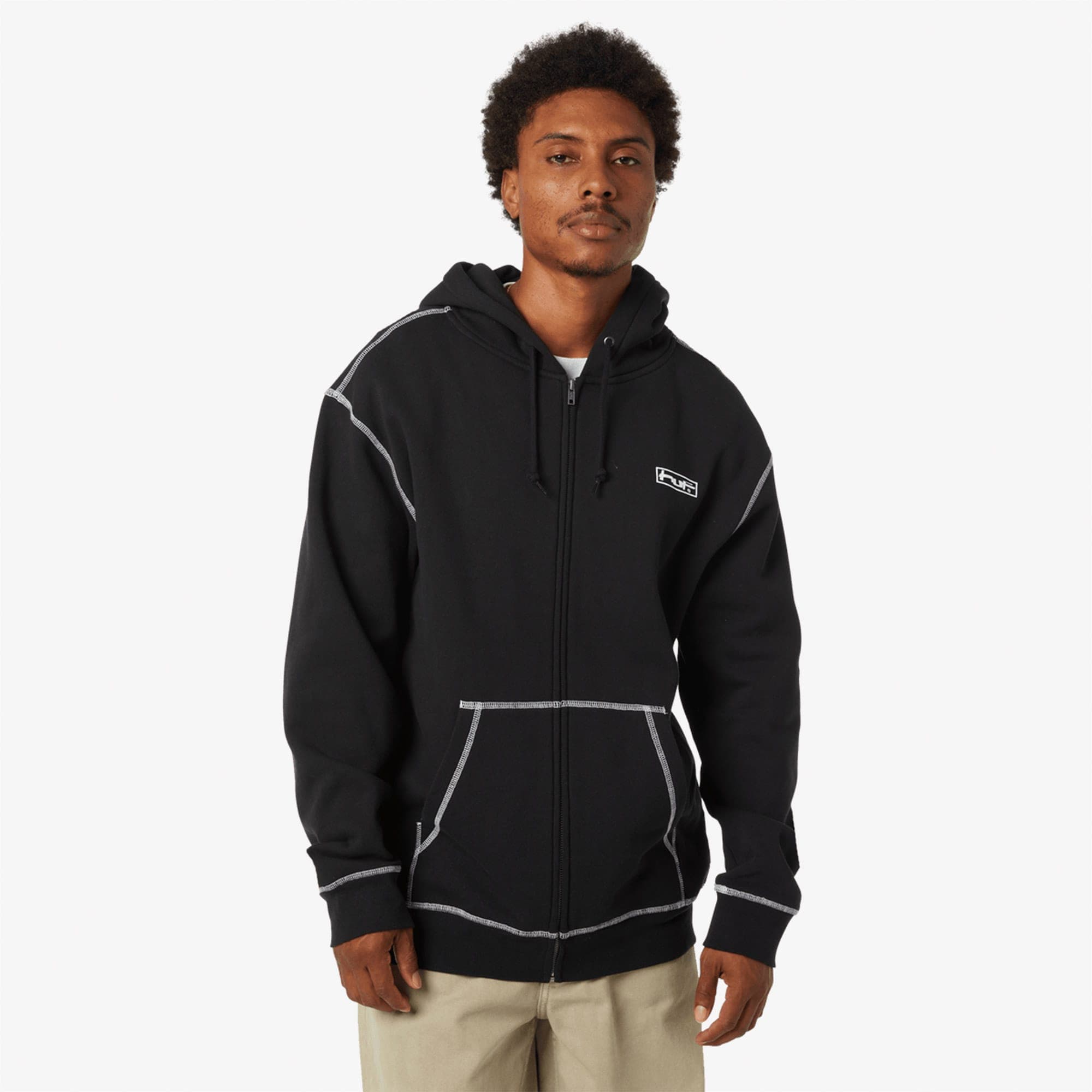 Huf Stretch Full-Zip Erkek Siyah Sweatshirt