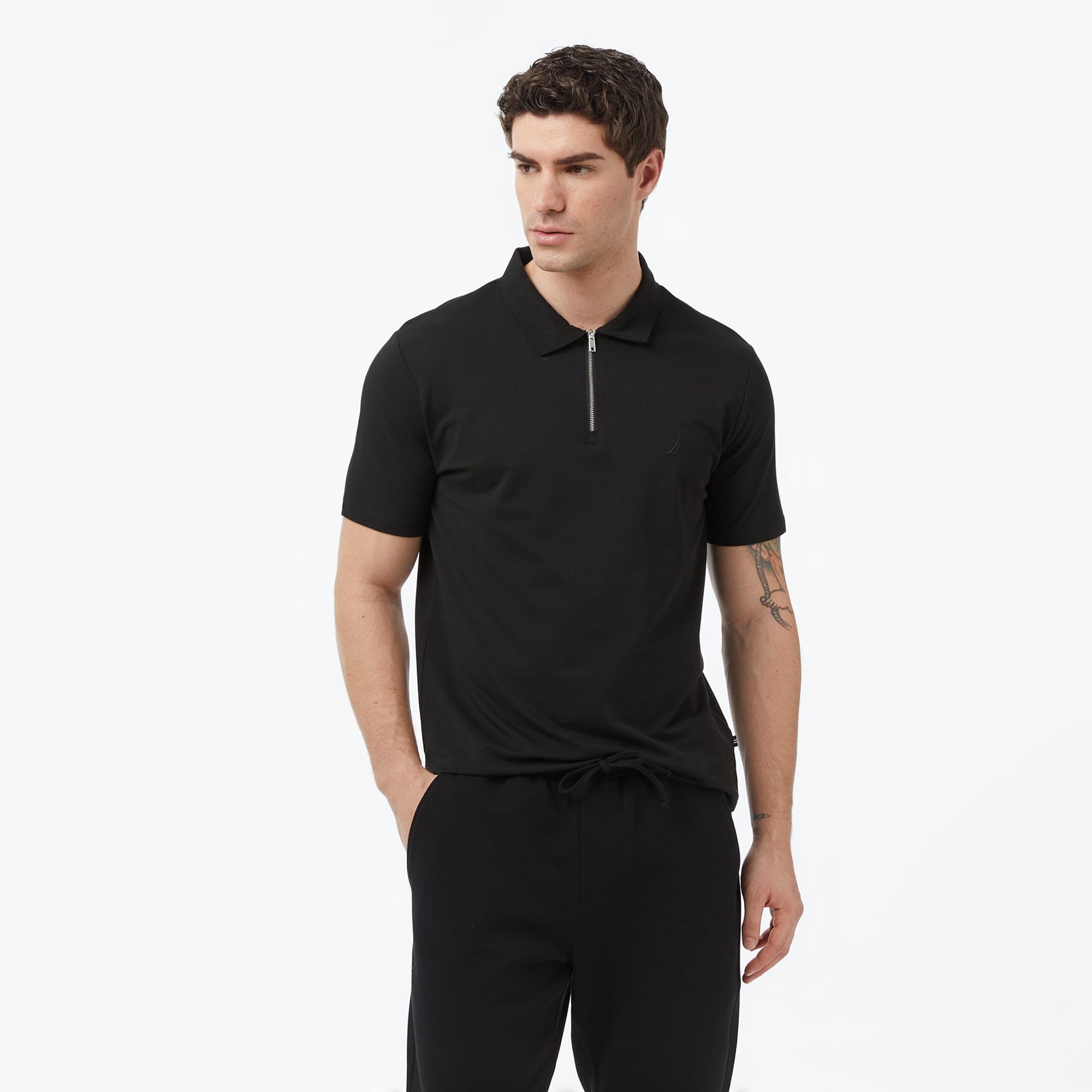 Nautica Erkek Siyah Regular Fit Polo Yaka T-Shirt
