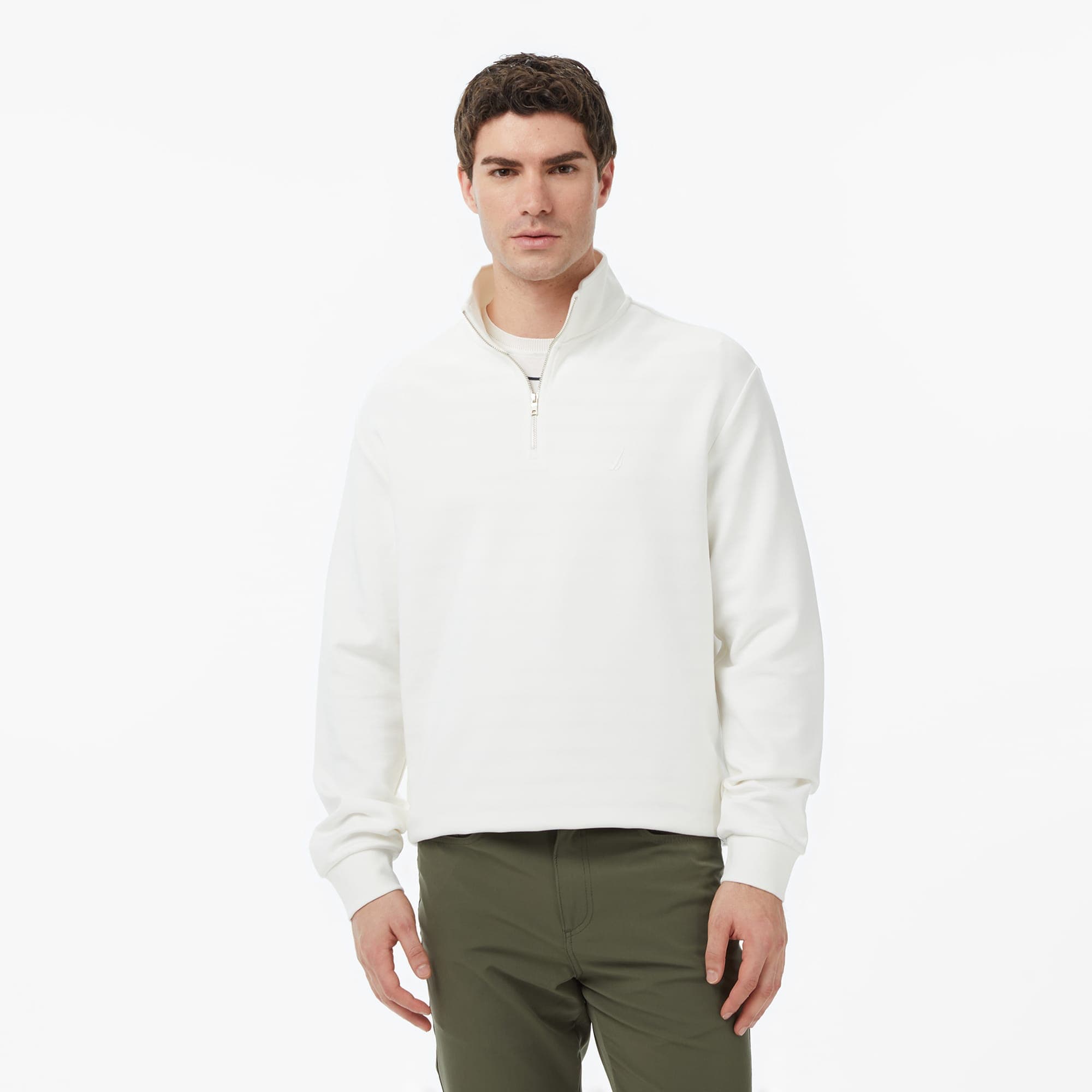 Nautica Erkek Krem Regular Fit Dik Yaka Sweatshirt