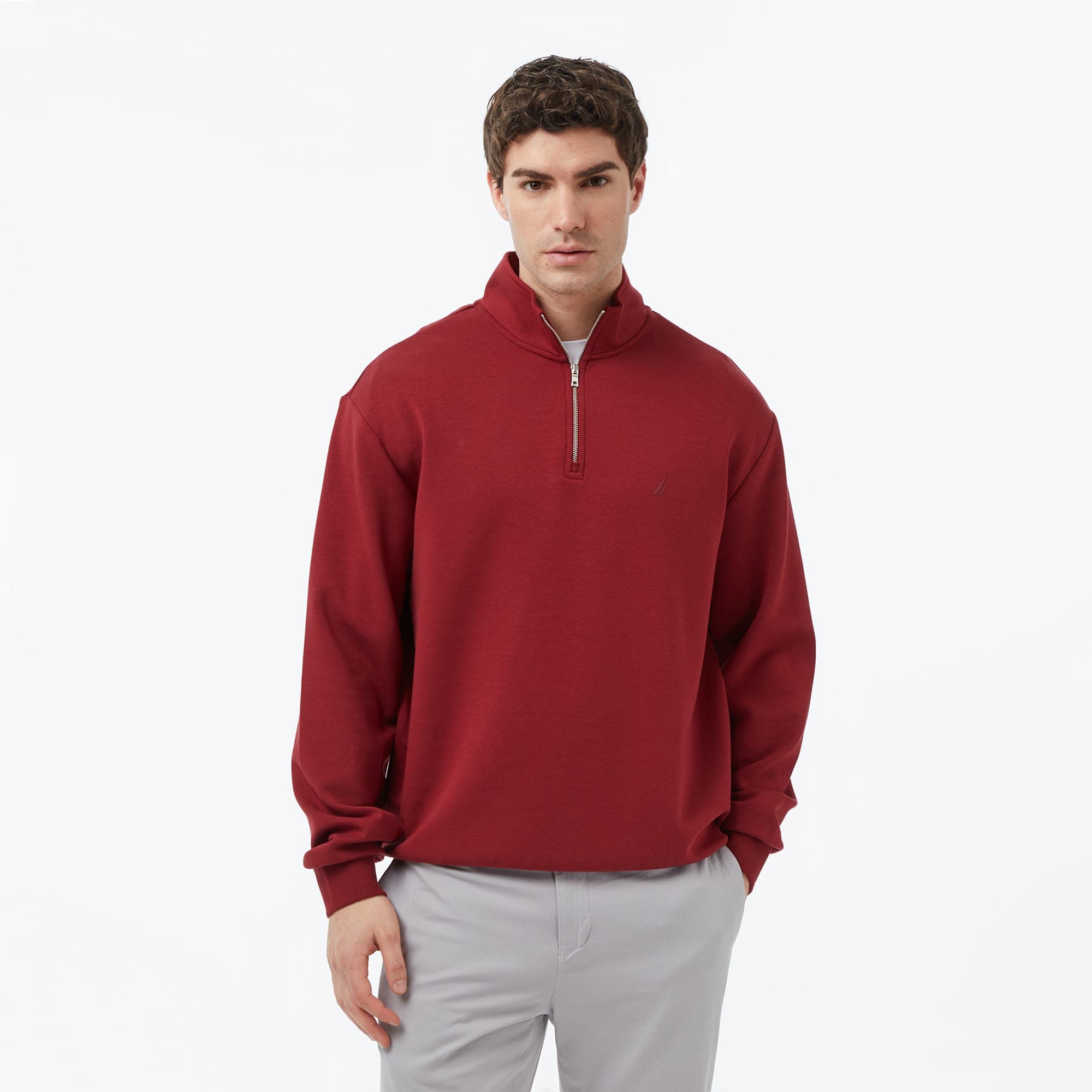 Nautica Erkek Bordo Regular Fit Dik Yaka Sweatshirt