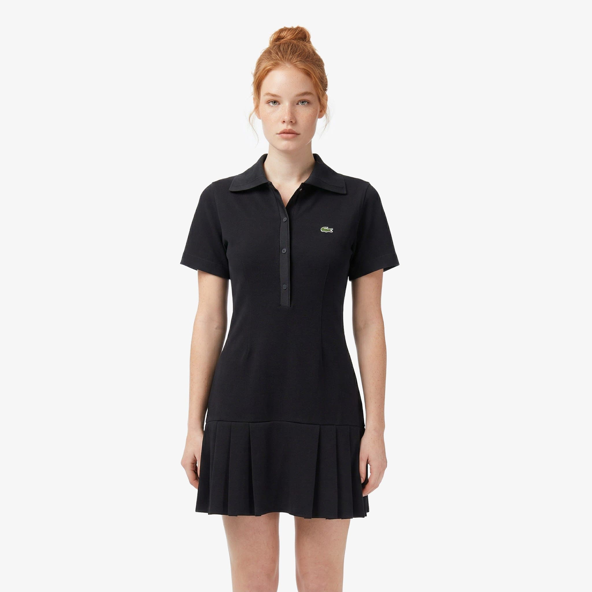 Lacoste Kadın Classic Fit Kısa Kollu Polo Yaka Siyah Elbise
