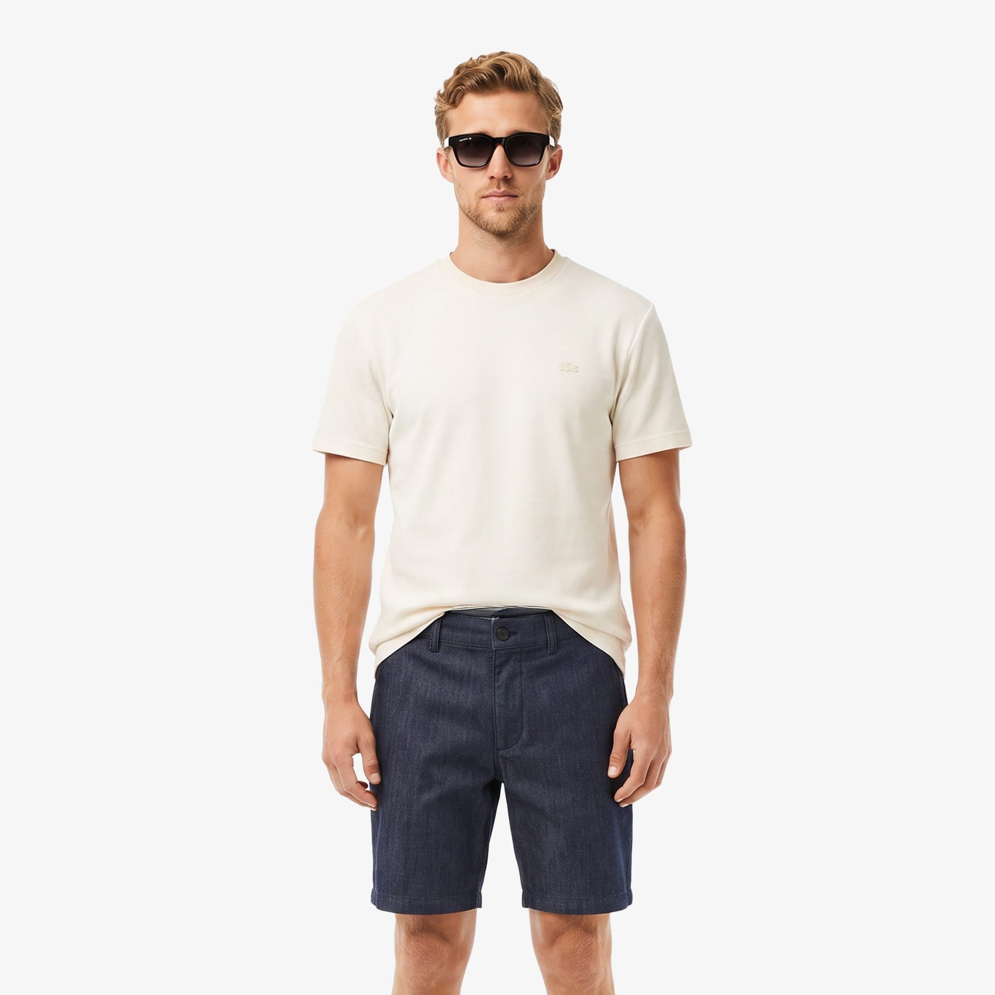 Lacoste Relaxed Fit Bisiklet Yaka Erkek Krem T-Shirt