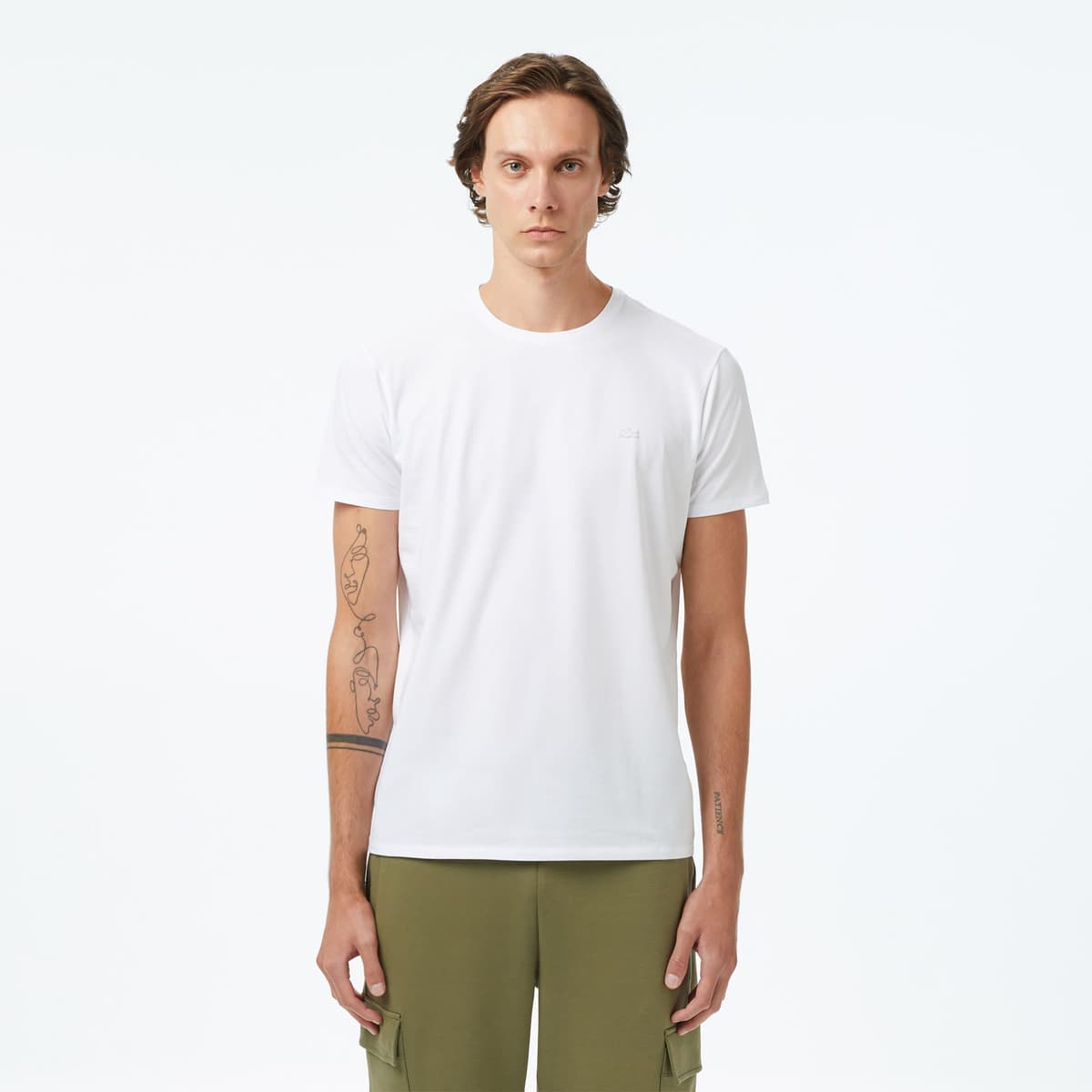 Lacoste Erkek Regular Fit Bisiklet Yaka Beyaz T-Shirt
