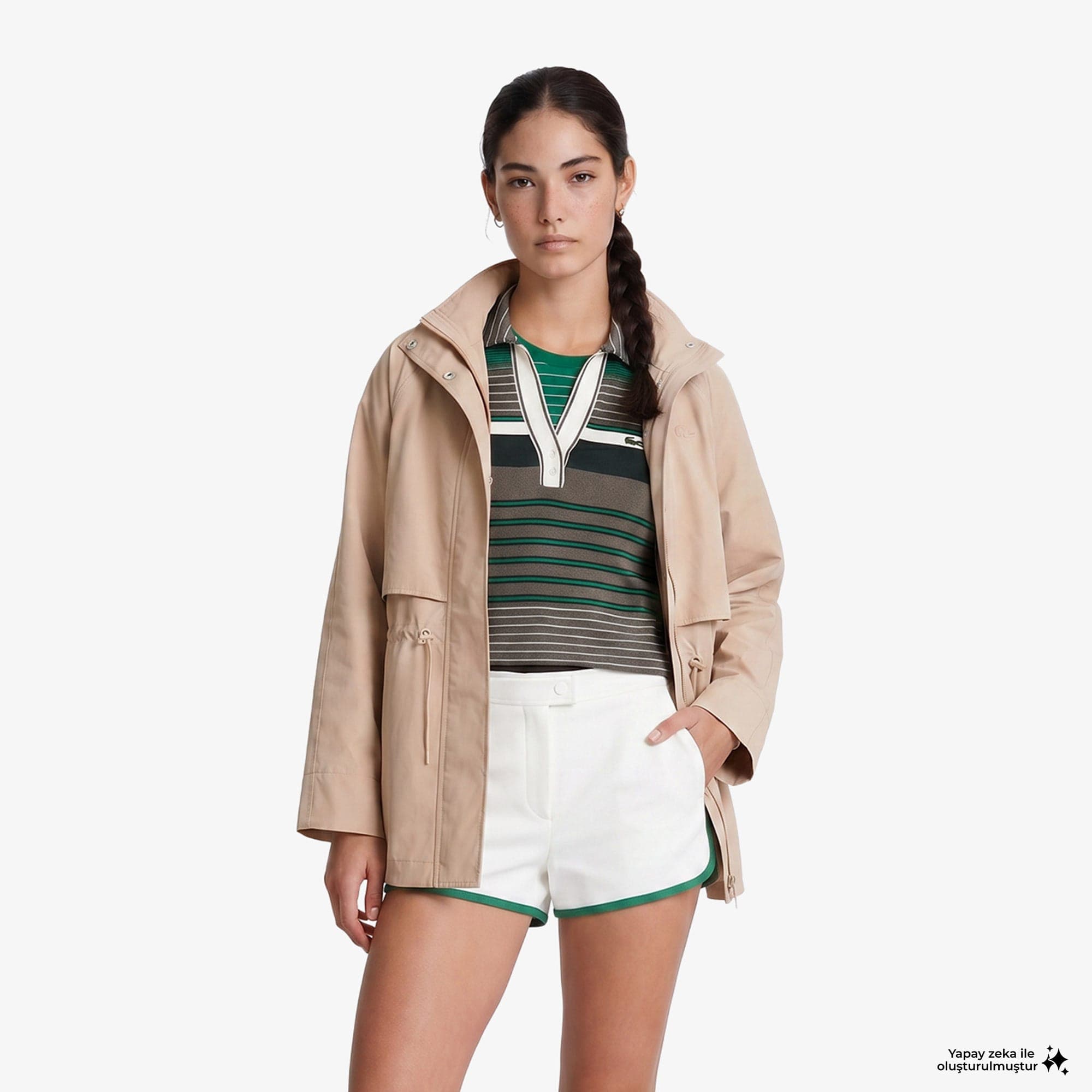 Lacoste Kadın Oversize Fit Bej Ceket