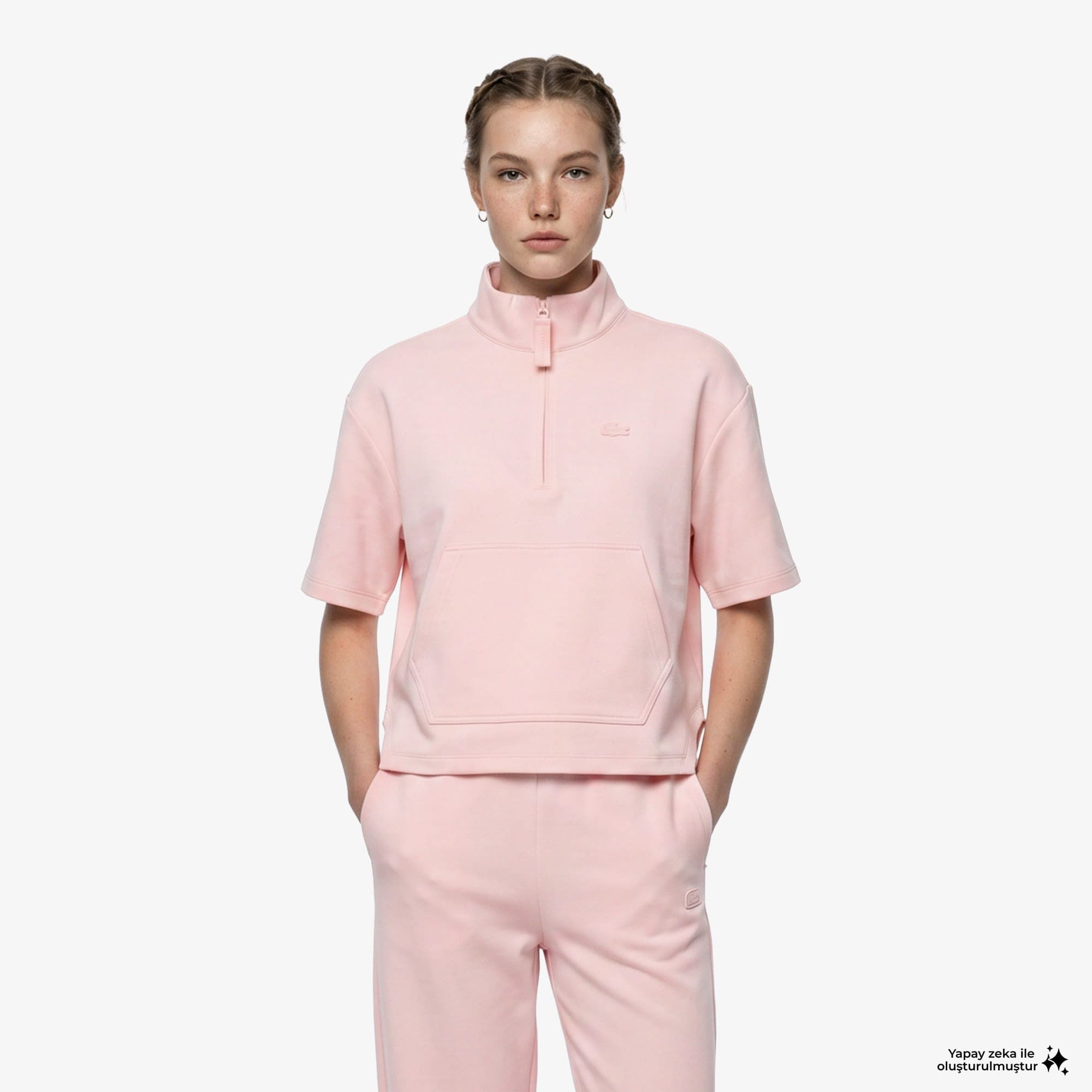 House of Superstep X Lacoste Kapsul Koleksiyon Kadın Pembe Sweatshirt