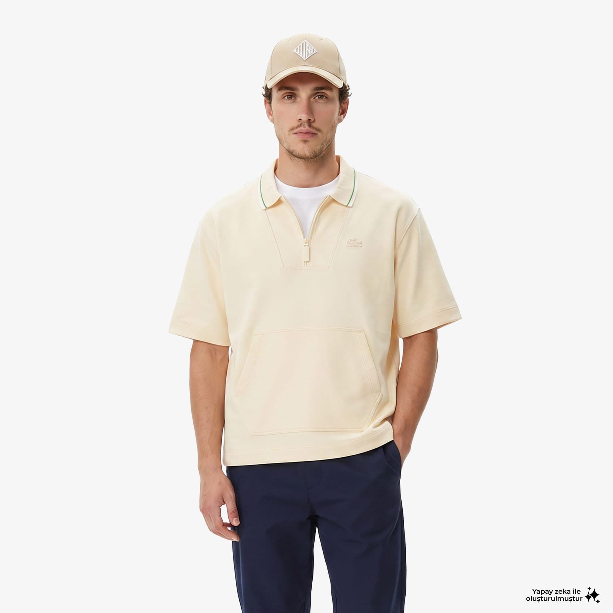 House of Superstep X Lacoste Kapsul Koleksiyon Erkek Bej Polo