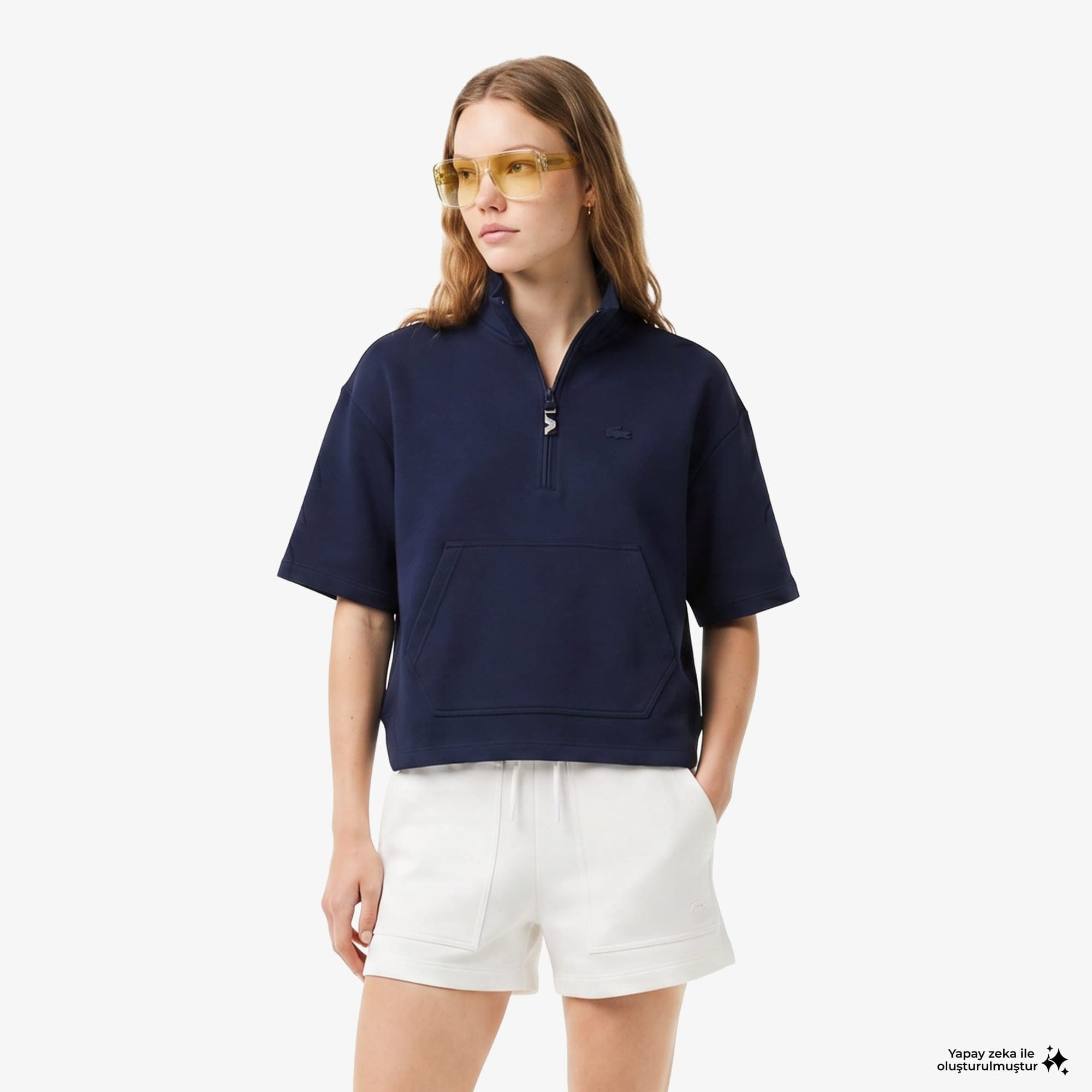 House of Superstep X Lacoste Kapsul Koleksiyon Kadın Lacivert Sweatshirt