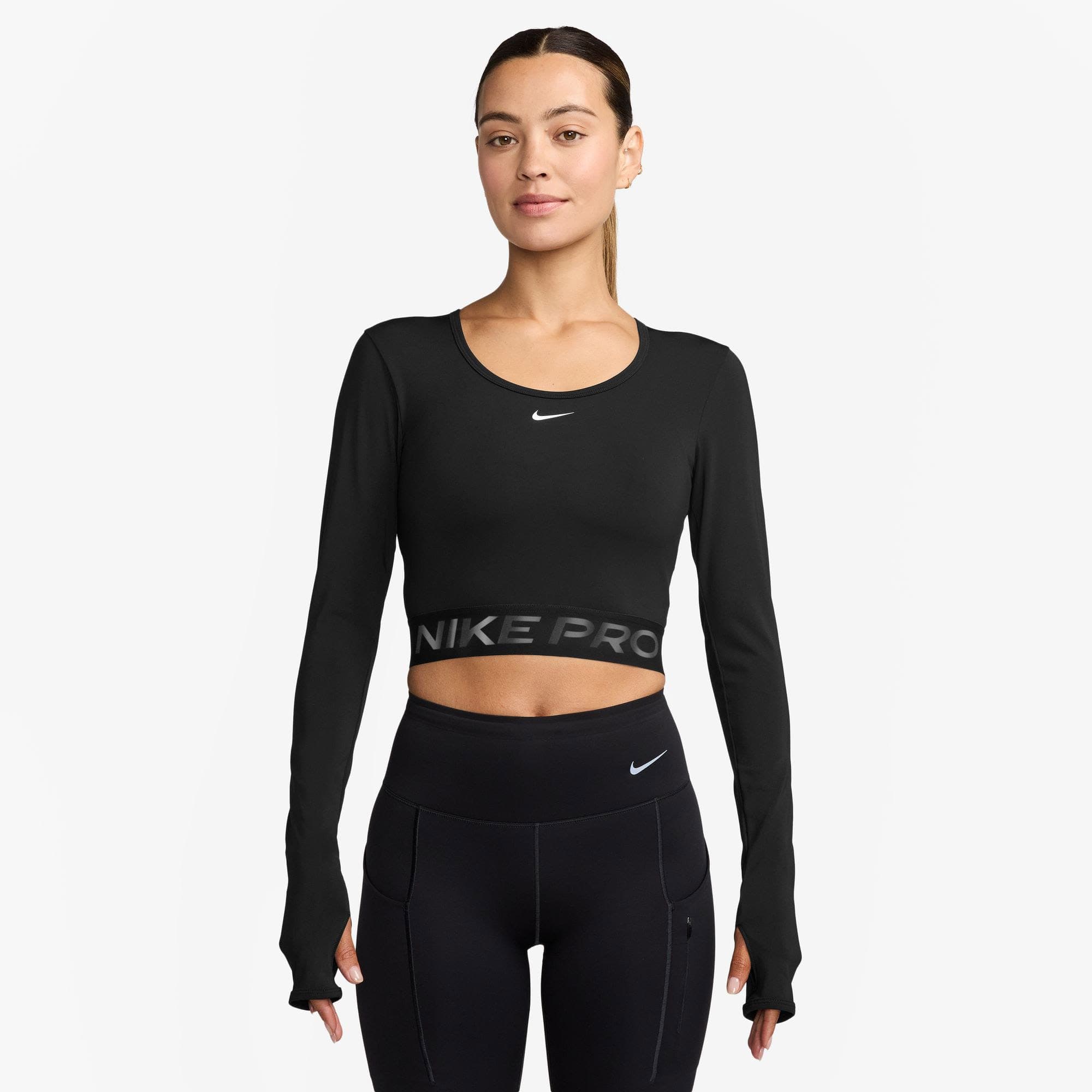 Nike Pro 365 Dri-FIT Crop Kadın Siyah T-Shirt