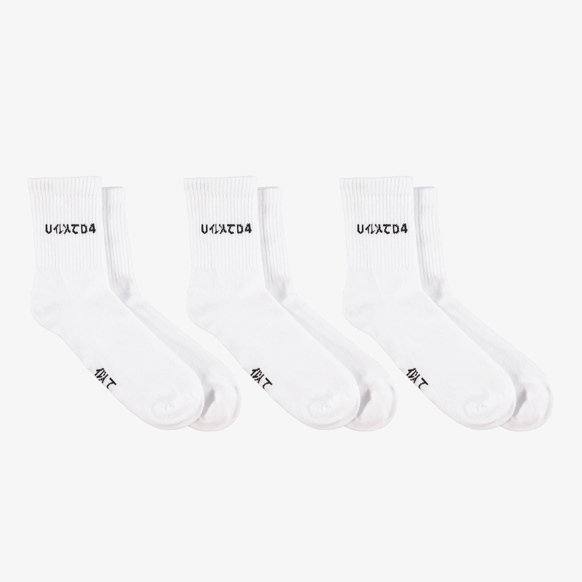 UNITED4 Classic 3'lü Unisex Beyaz Çorap