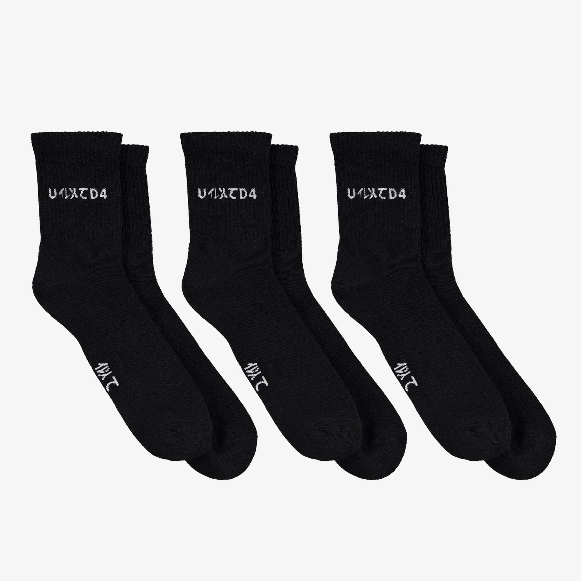 UNITED4 Classic 3'lü Unisex Siyah Çorap