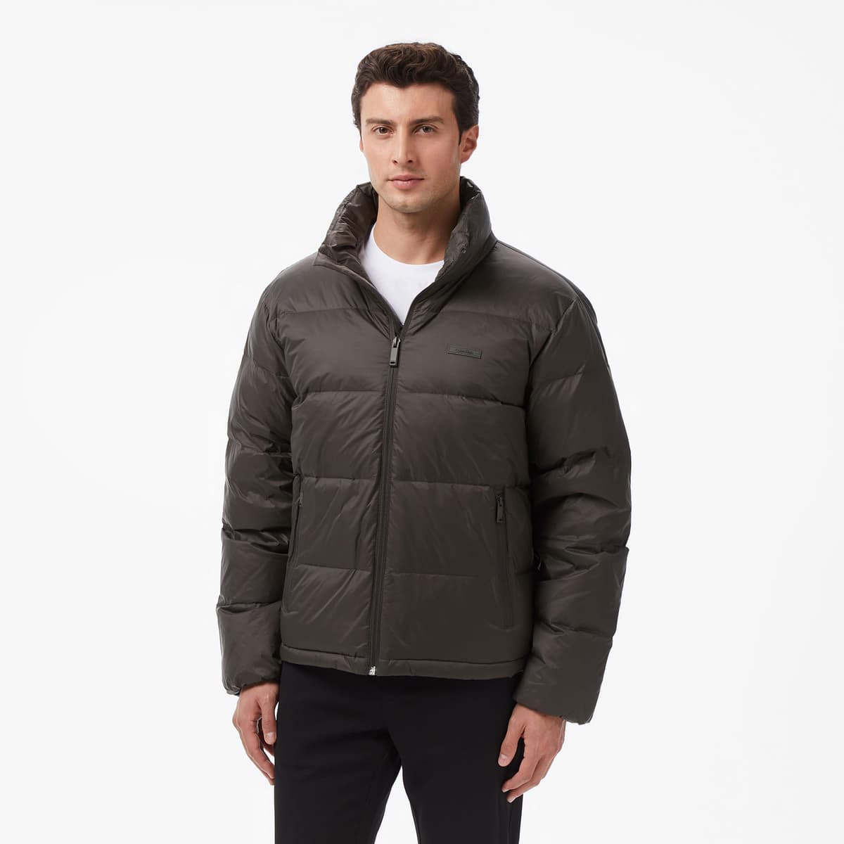 Calvin Klein Nylon Down Puffer Erkek Gri Mont